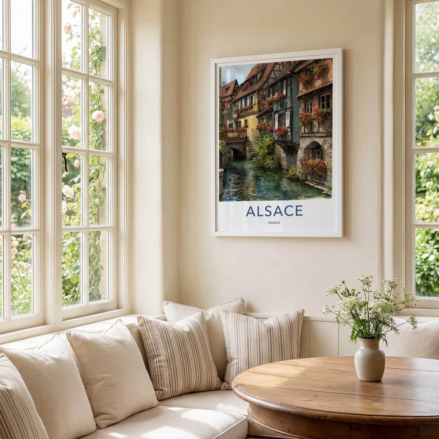 Alsace Poster - France Travel Art - Flowered Canal Houses Home Decor