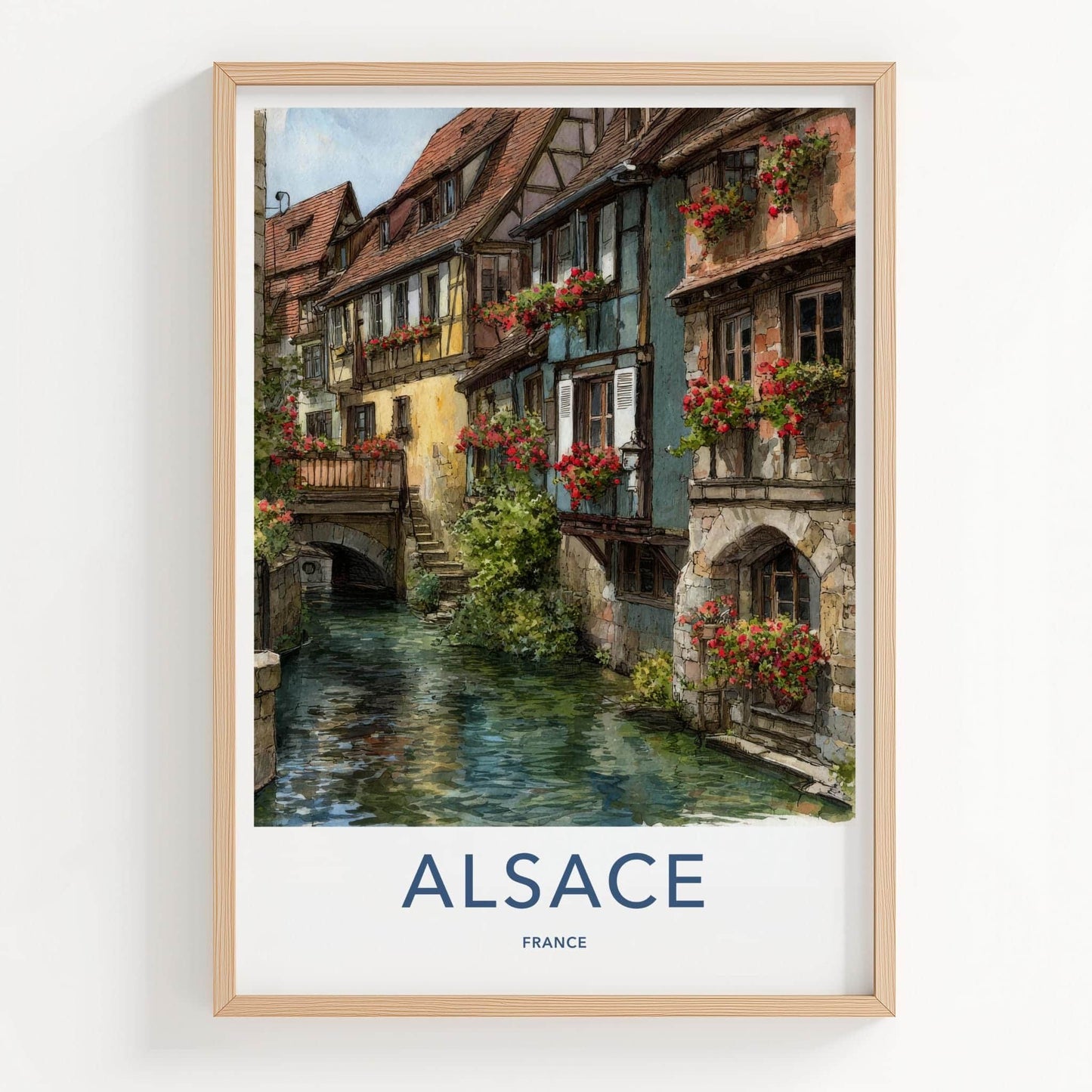 Alsace Poster - France Travel Art - Flowered Canal Houses Home Decor
