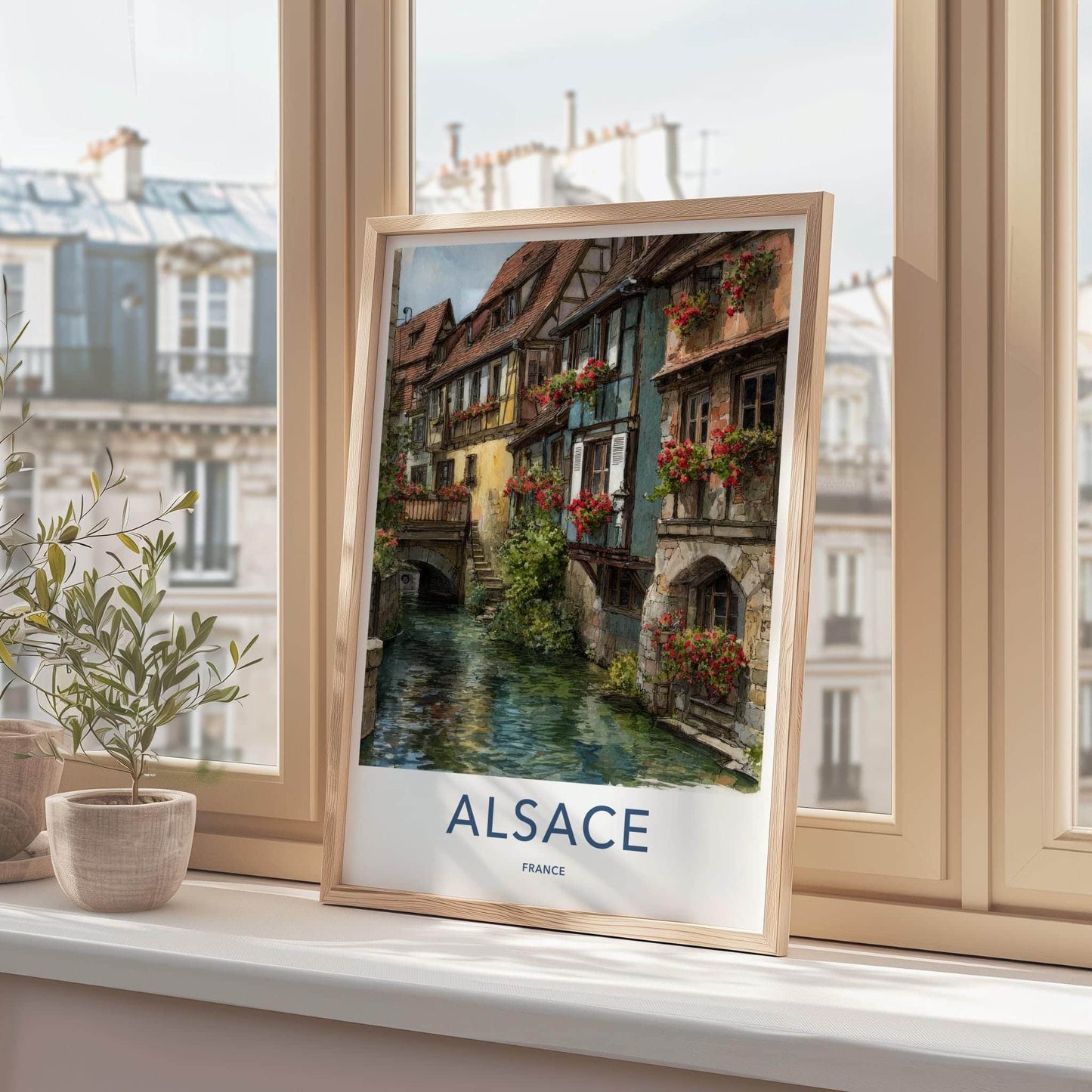 Alsace Poster - France Travel Art - Flowered Canal Houses Home Decor