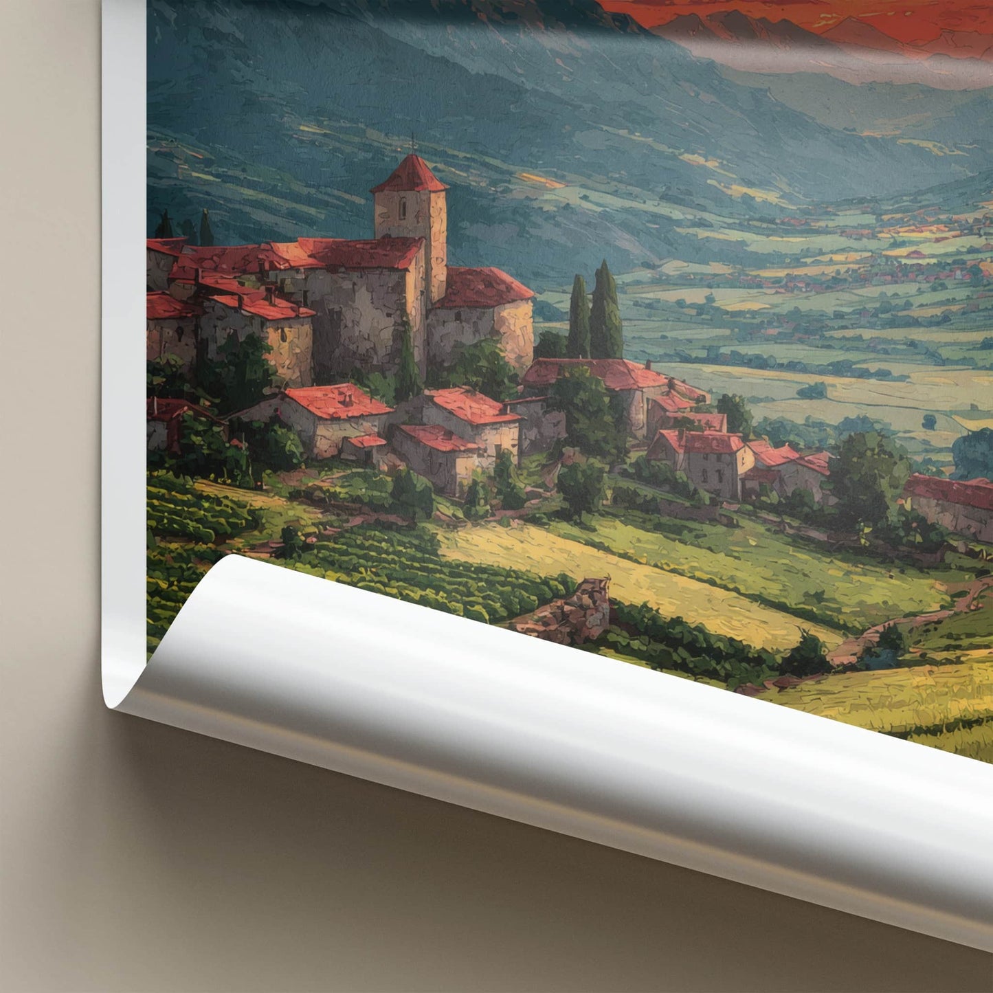 Alsace Poster - France Travel Art - Hillside Village Sunset Home Decor