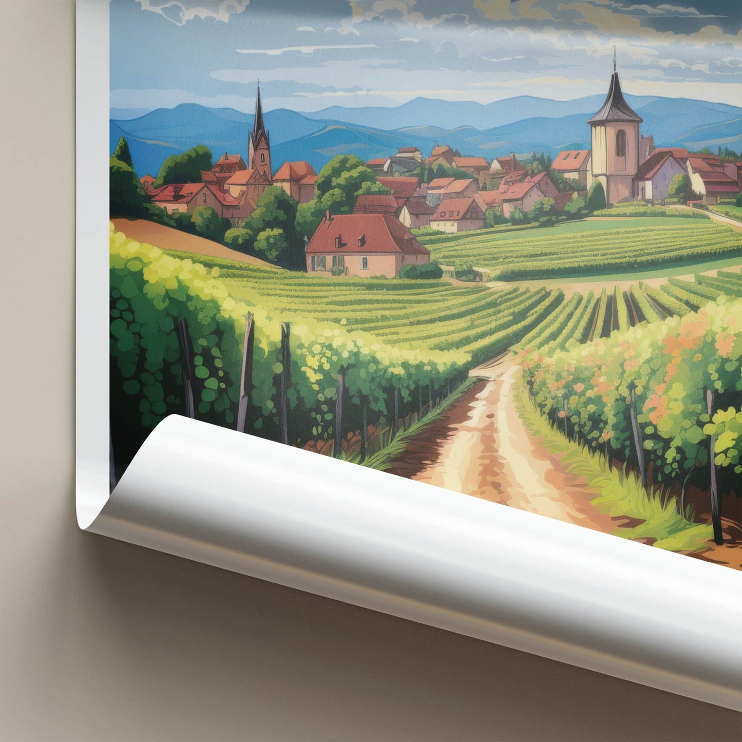 Alsace Poster - France Travel Art - Vineyard Valley Village Home Decor