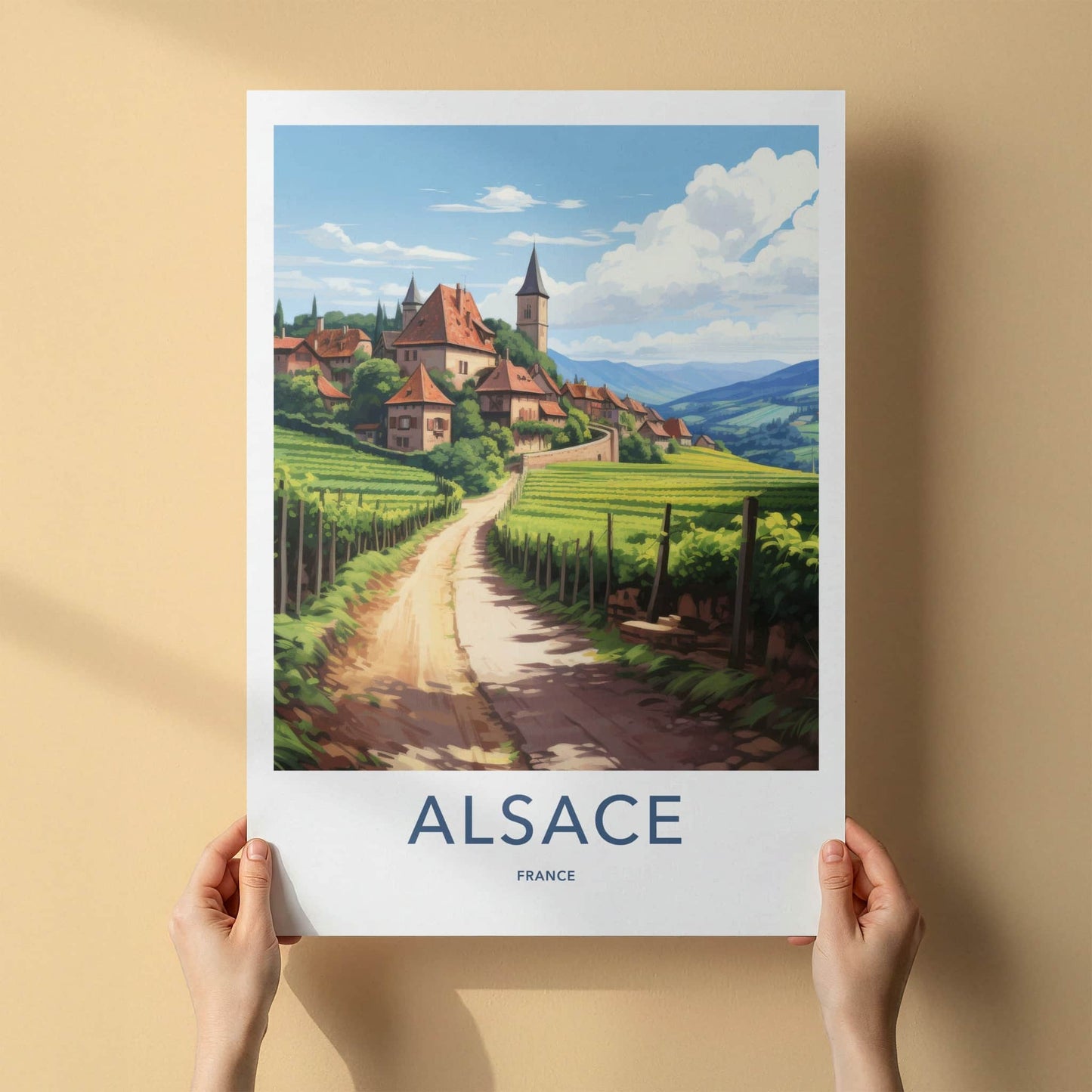 Alsace Poster - France Travel Art - Winding Road Vineyards Home Decor