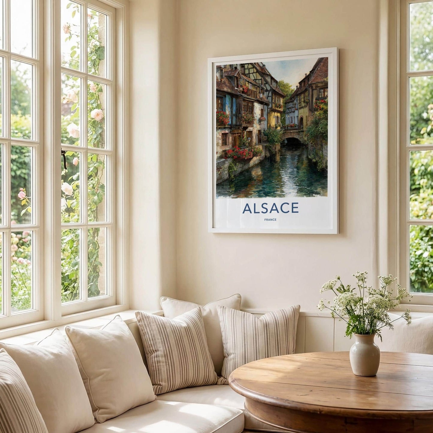 Alsace Poster - France Travel Illustration - Quaint Canal Village Home Decor