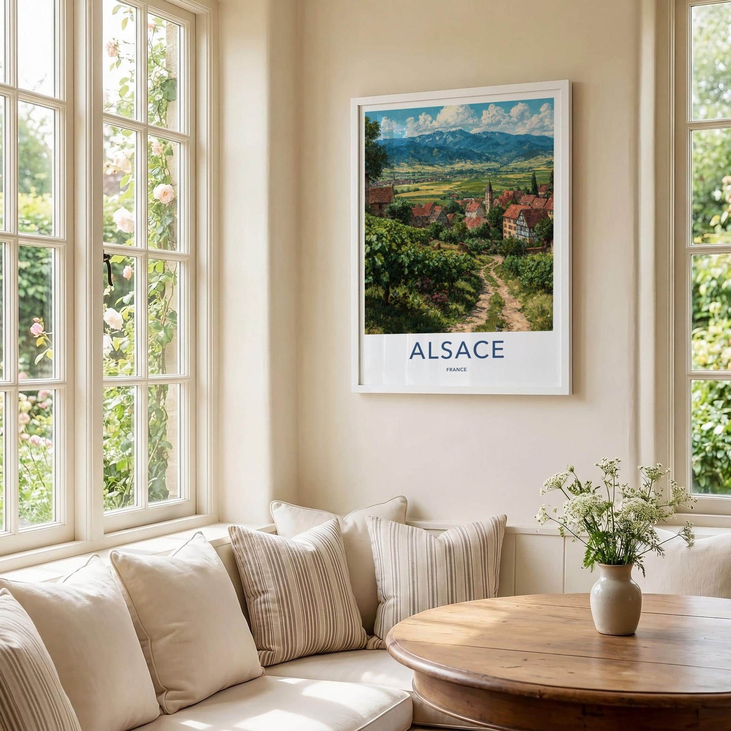 Alsace Poster - France Travel Illustration - Village Valley View Home Decor