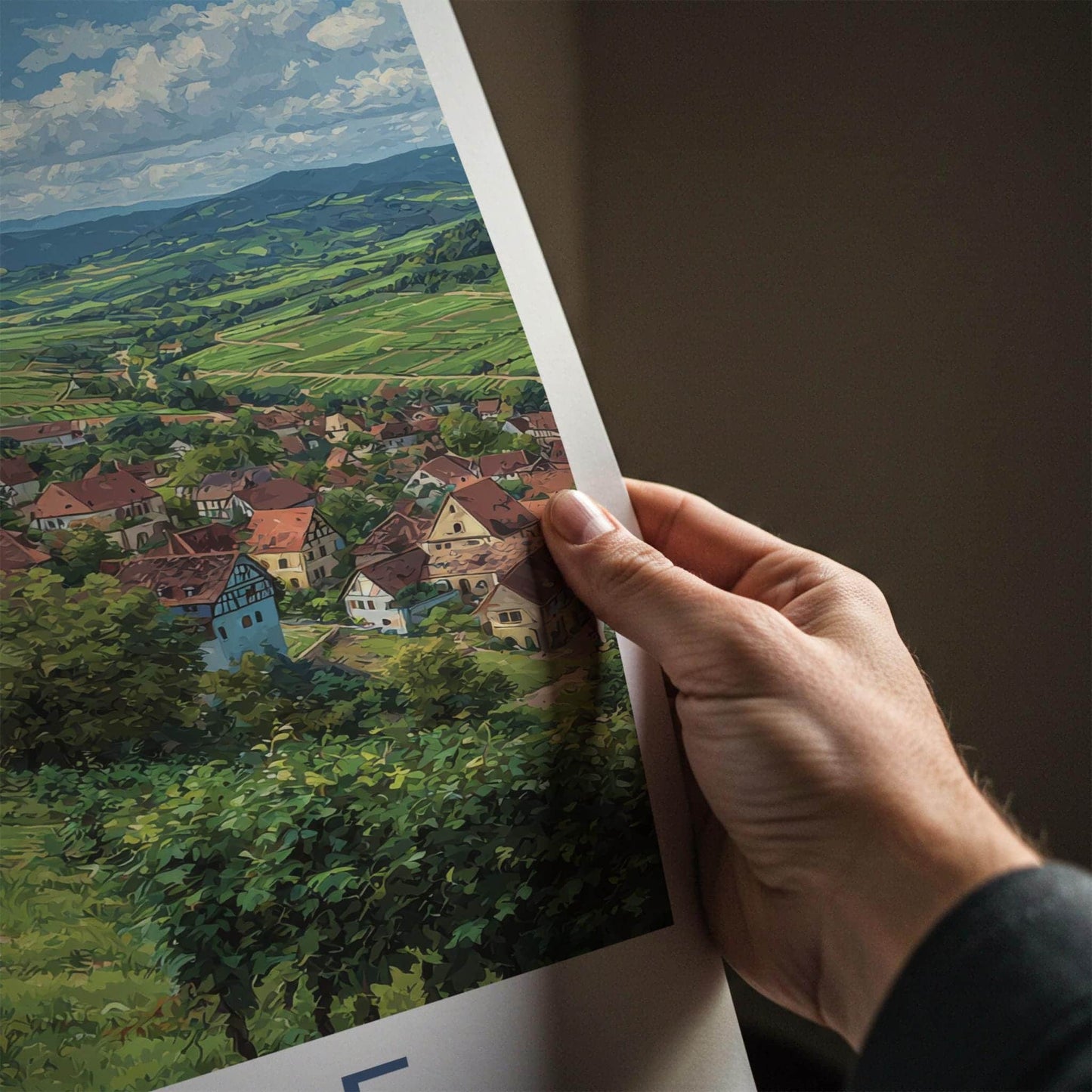 Alsace Poster - France Travel Illustration - Vineyard Village Home Decor