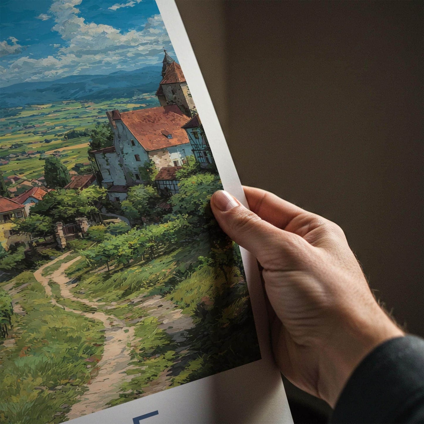 Alsace Poster - France Travel Illustration - Vineyard Village Home Decor
