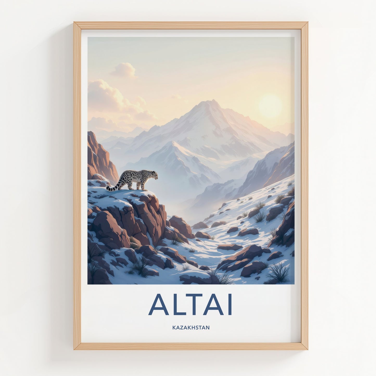 Altai Poster - Kazakhstan Art Print - Mountainous Snowy Leopard Home Decor