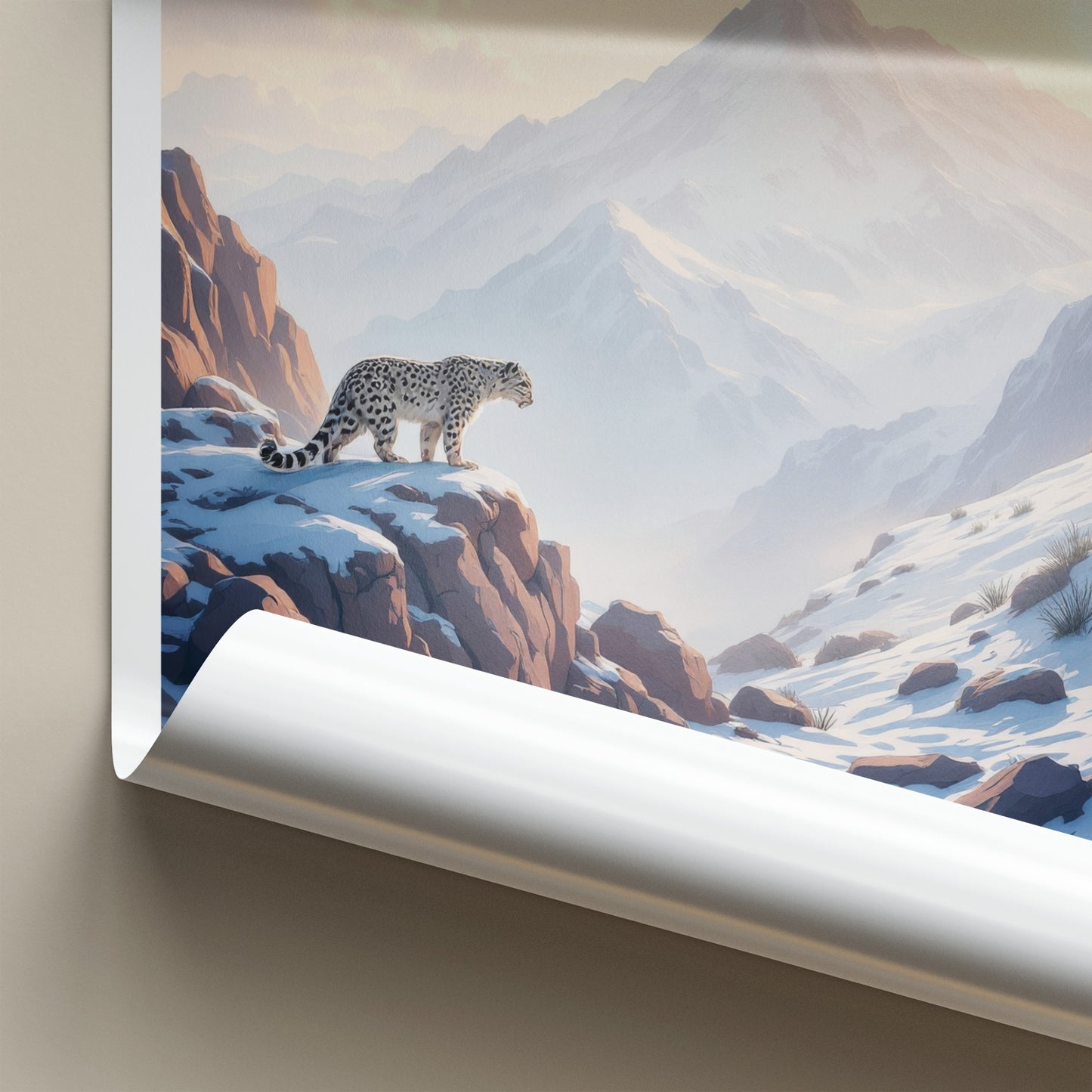 Altai Poster - Kazakhstan Art Print - Mountainous Snowy Leopard Home Decor