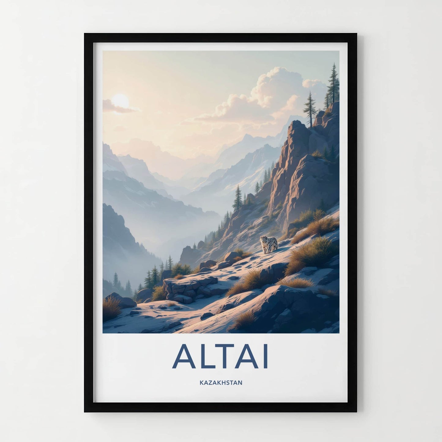 Altai Poster - Kazakhstan Travel Art - Snow Leopard Mountains Home Decor