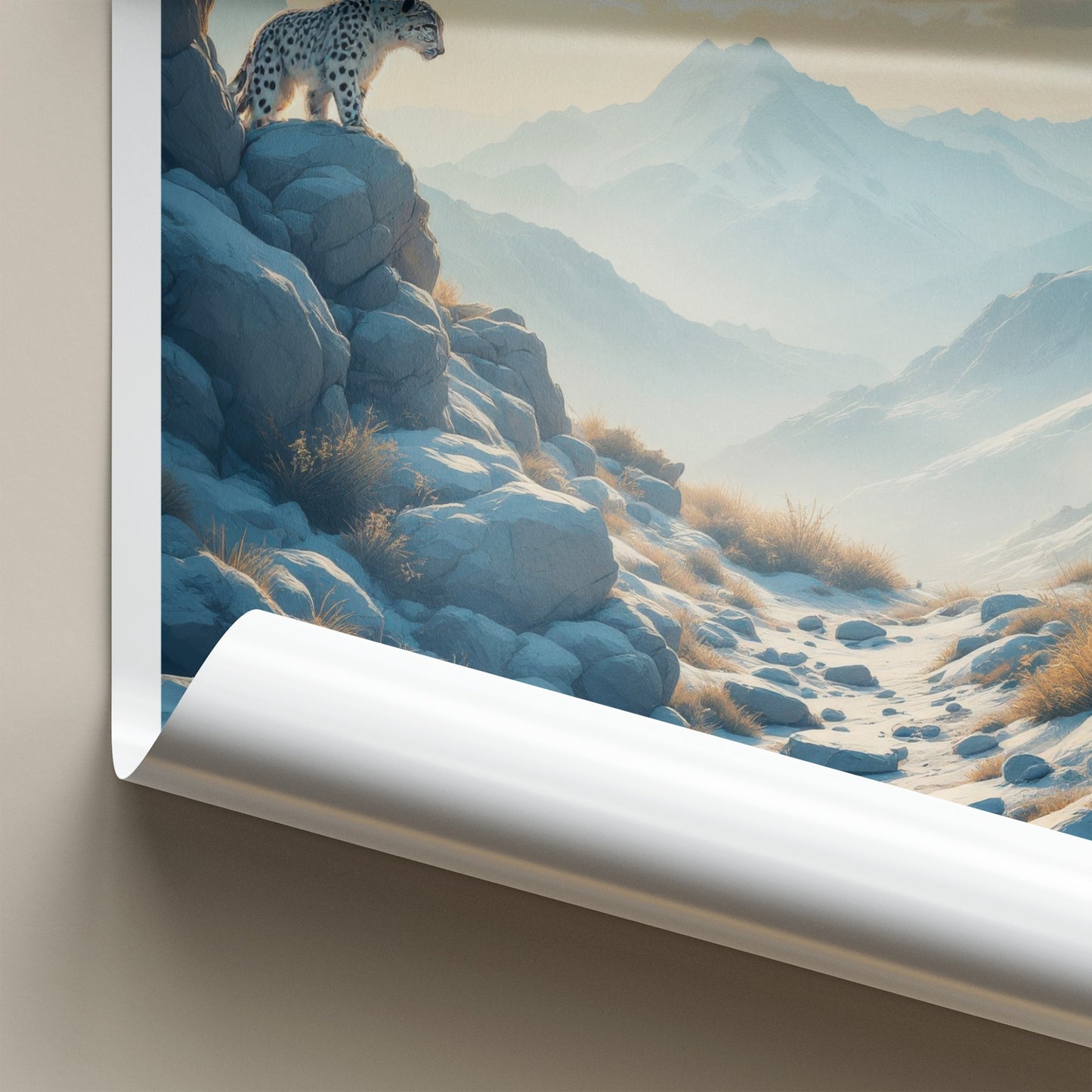 Altai Poster - Kazakhstan Wall Art - Leopard Rocky Terrain Home Decor