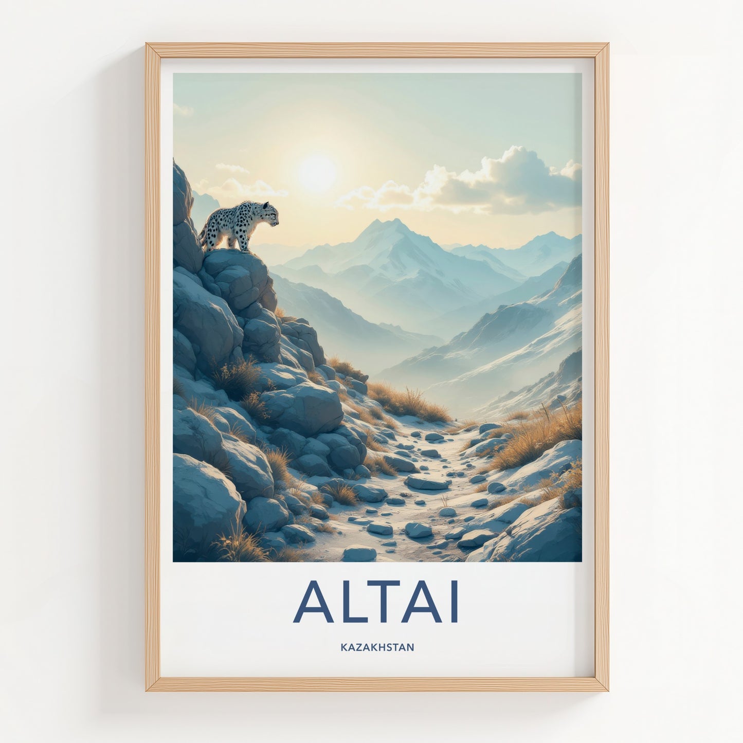 Altai Poster - Kazakhstan Wall Art - Leopard Rocky Terrain Home Decor
