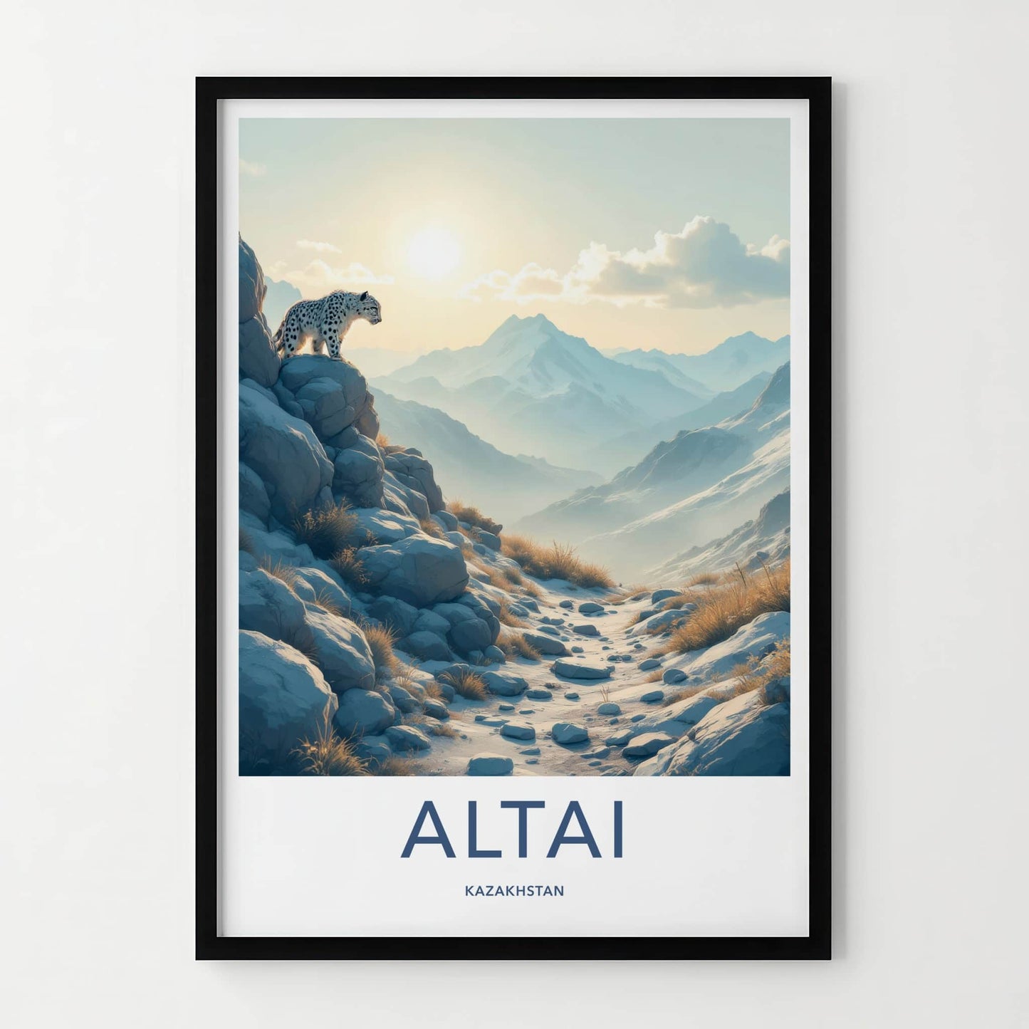 Altai Poster - Kazakhstan Wall Art - Leopard Rocky Terrain Home Decor