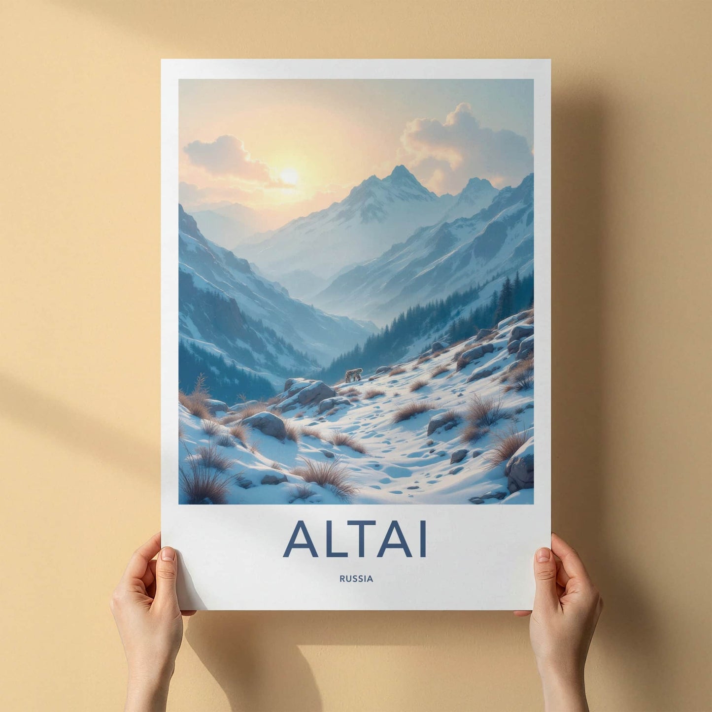 ALTAI Poster - Russia Wall Art - Winter Mountain Sunset Home Decor