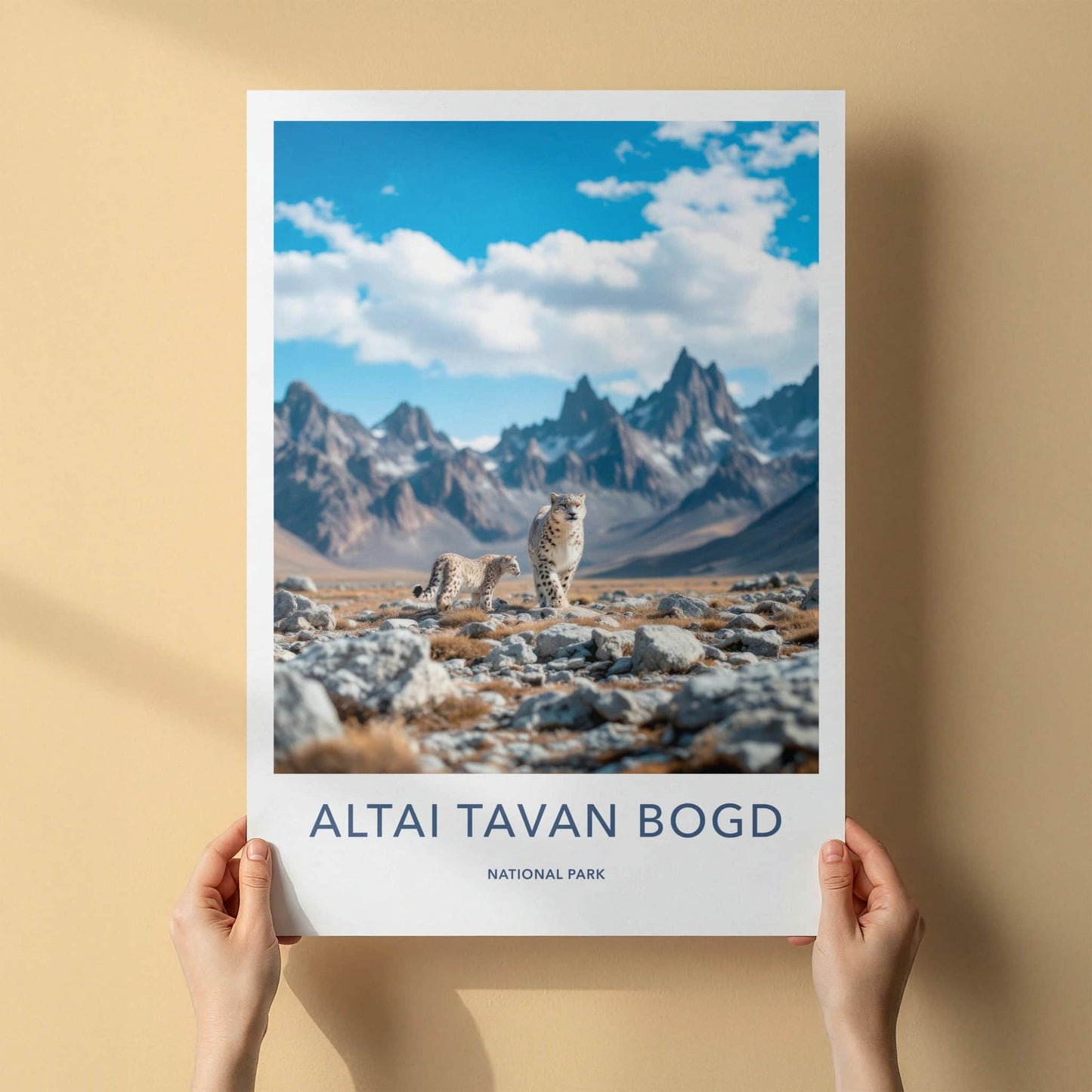 Altai Tavan Bogd Poster - Mongolia Travel Art - Snow Leopards Mountain Landscape Home Decor