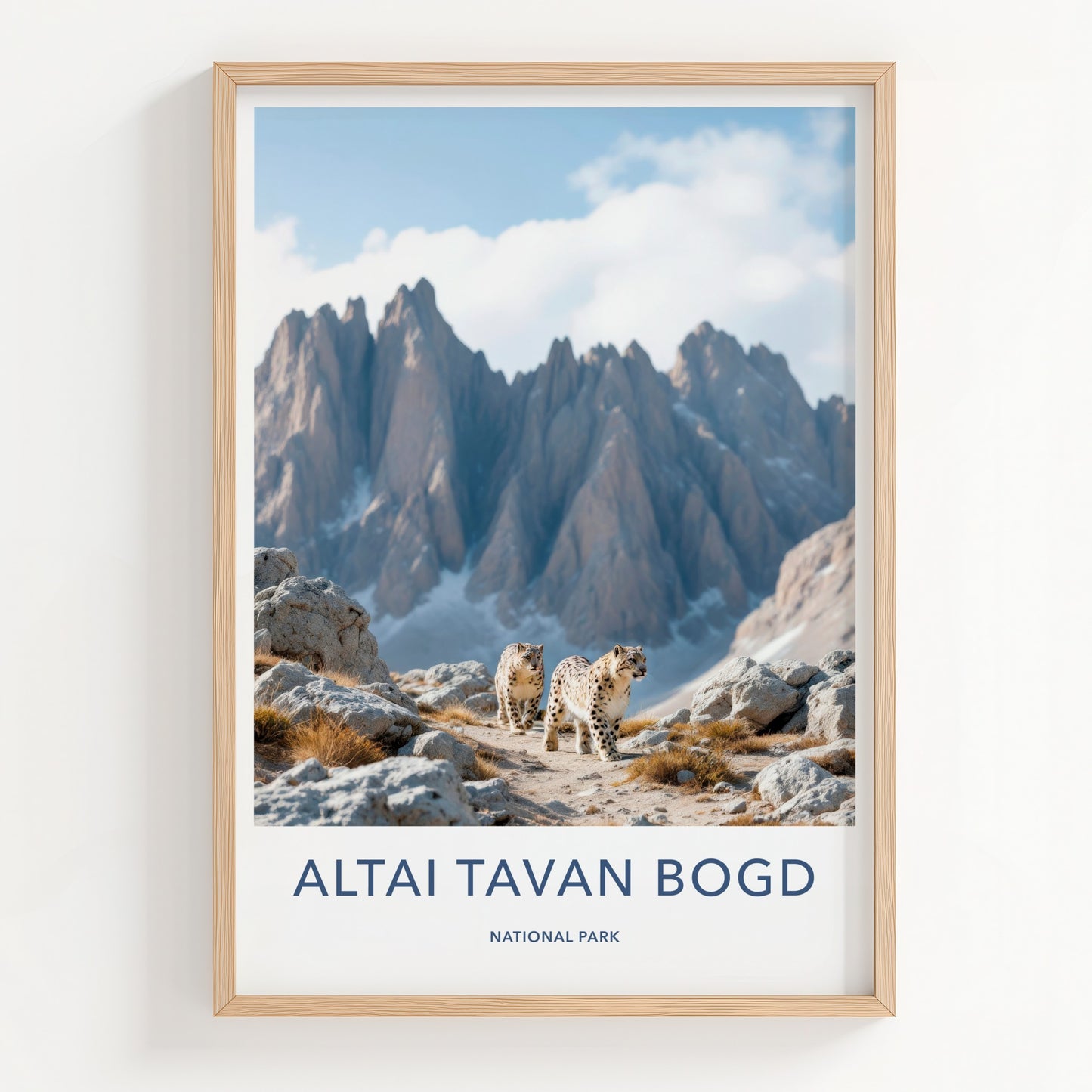 Altai Tavan Bogd Poster - Mongolia Travel Art - Wild Leopards Rocky Terrain Wall Decor