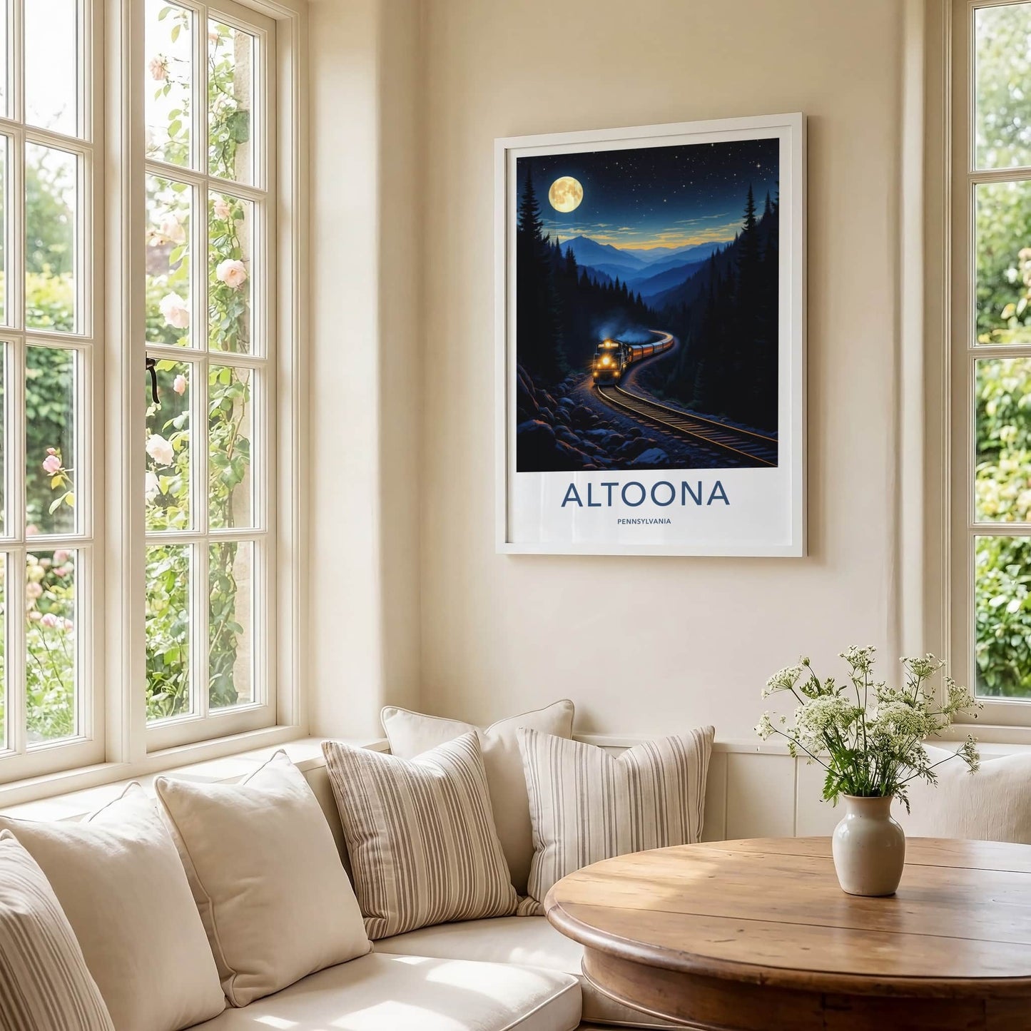 Altoona Poster - Pennsylvania Art Print - Full Moon Train Home Decor