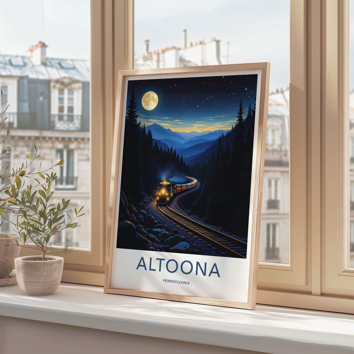 Altoona Poster - Pennsylvania Art Print - Full Moon Train Home Decor