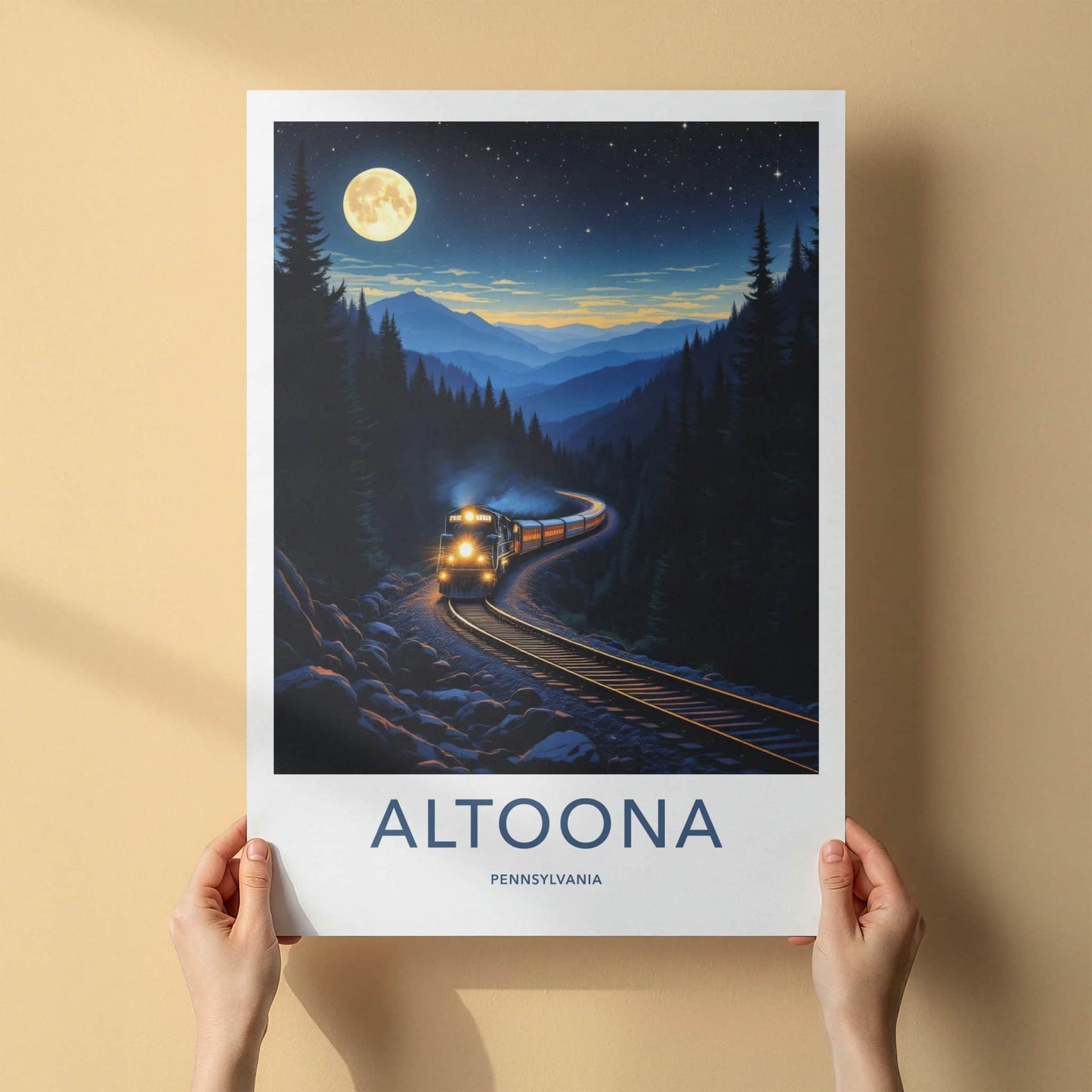 Altoona Poster - Pennsylvania Art Print - Full Moon Train Home Decor