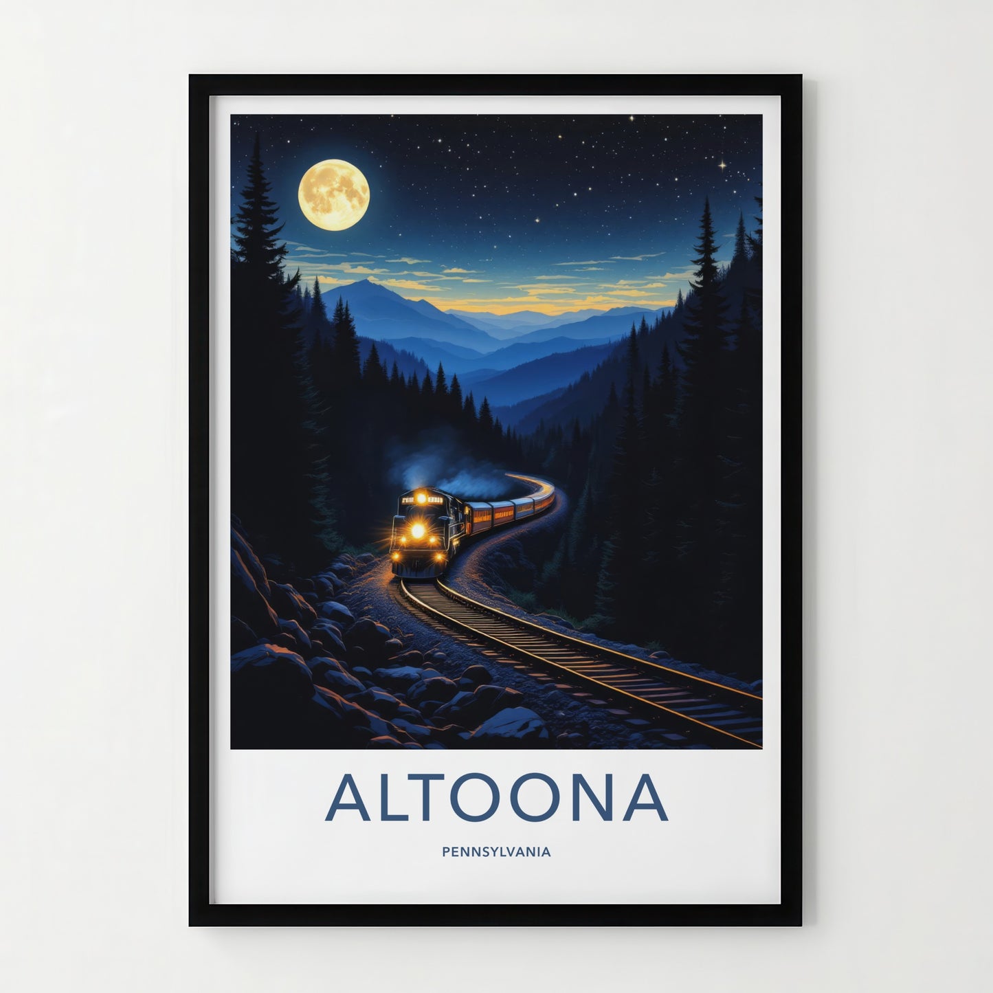 Altoona Poster - Pennsylvania Art Print - Full Moon Train Home Decor