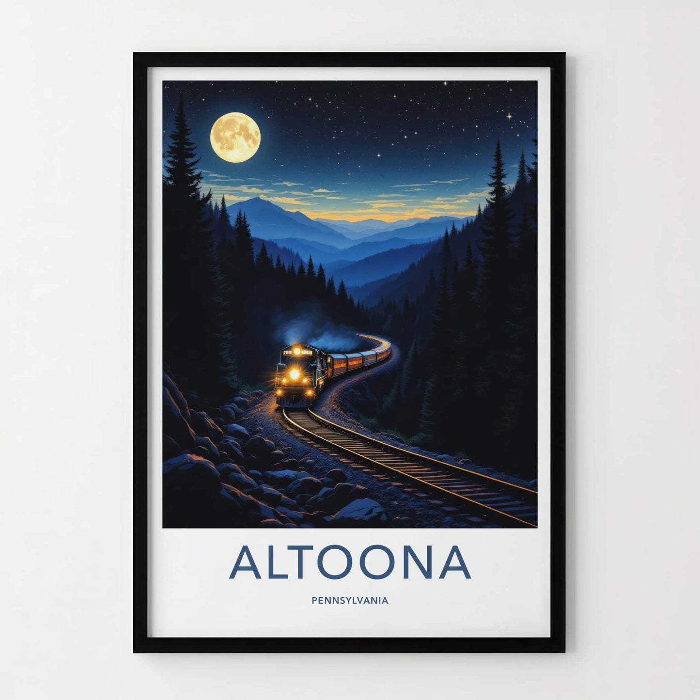 Altoona Poster - Pennsylvania Art Print - Full Moon Train Home Decor
