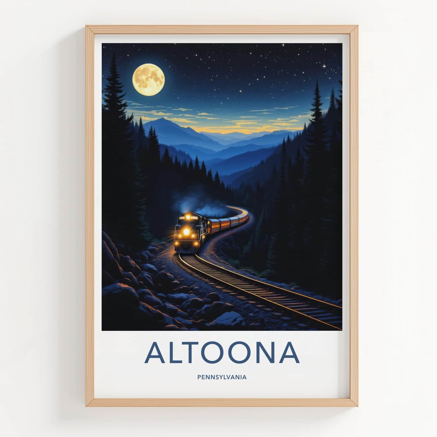 Altoona Poster - Pennsylvania Art Print - Full Moon Train Home Decor