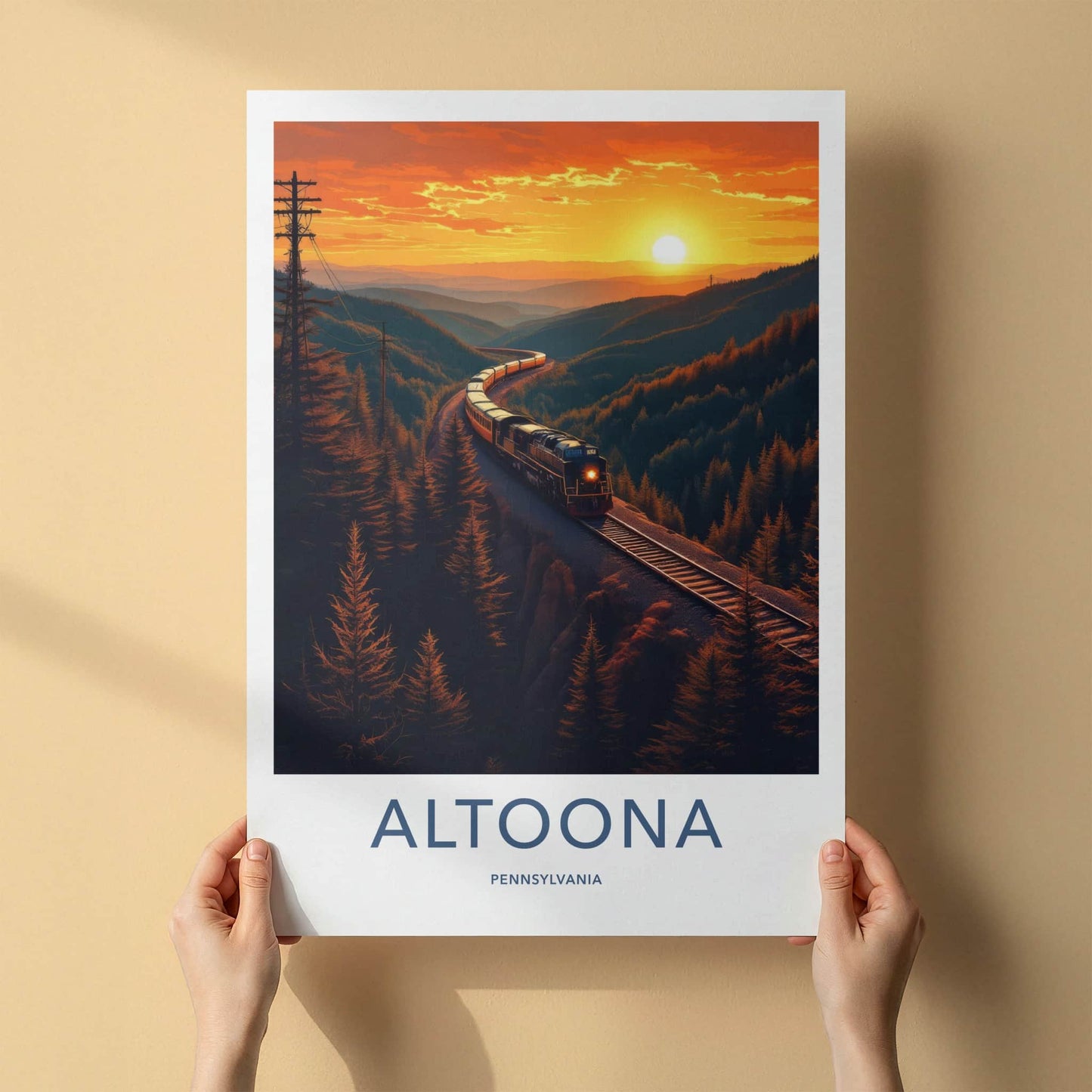 Altoona Poster - Pennsylvania Art Print - Golden Hour Train Home Decor