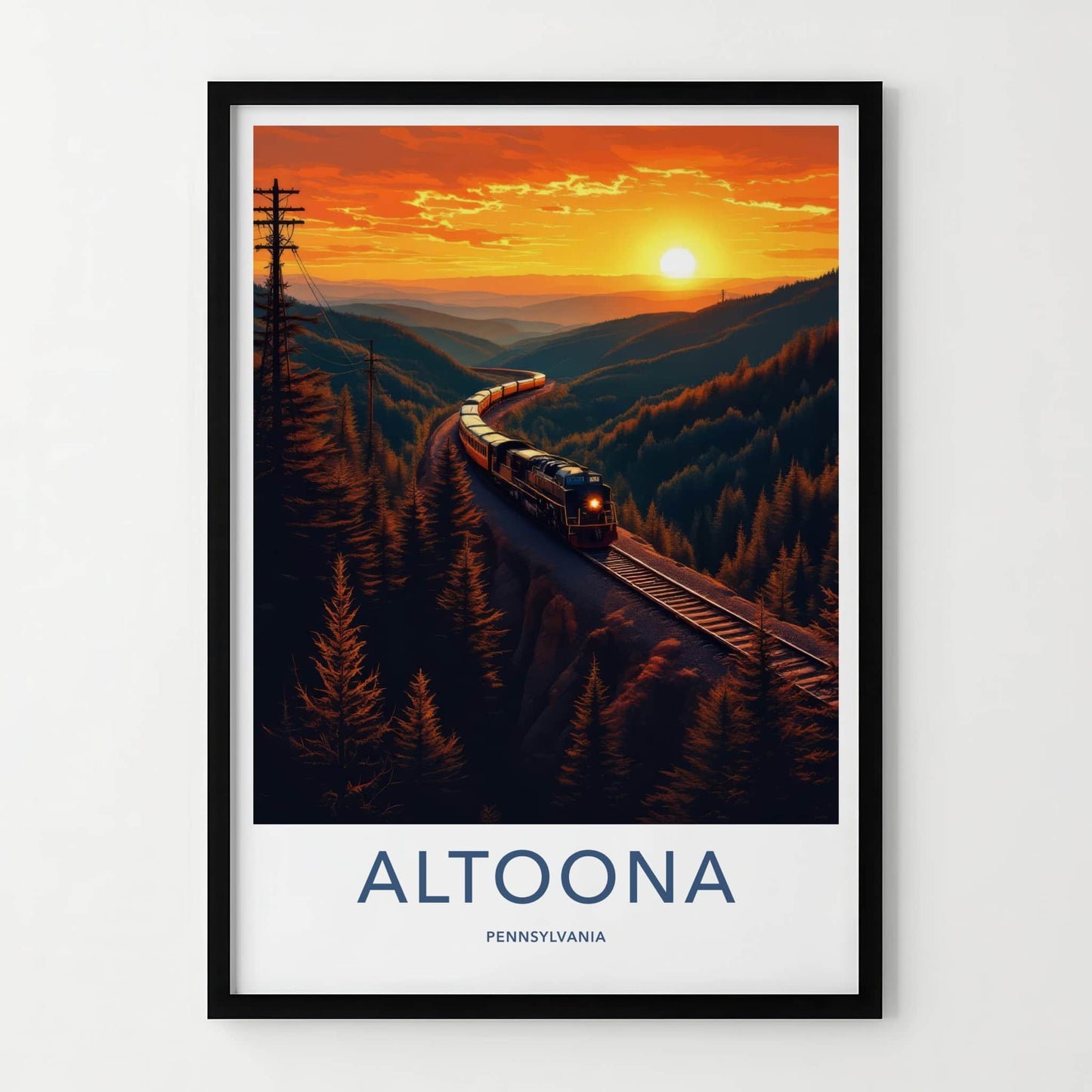 Altoona Poster - Pennsylvania Art Print - Golden Hour Train Home Decor