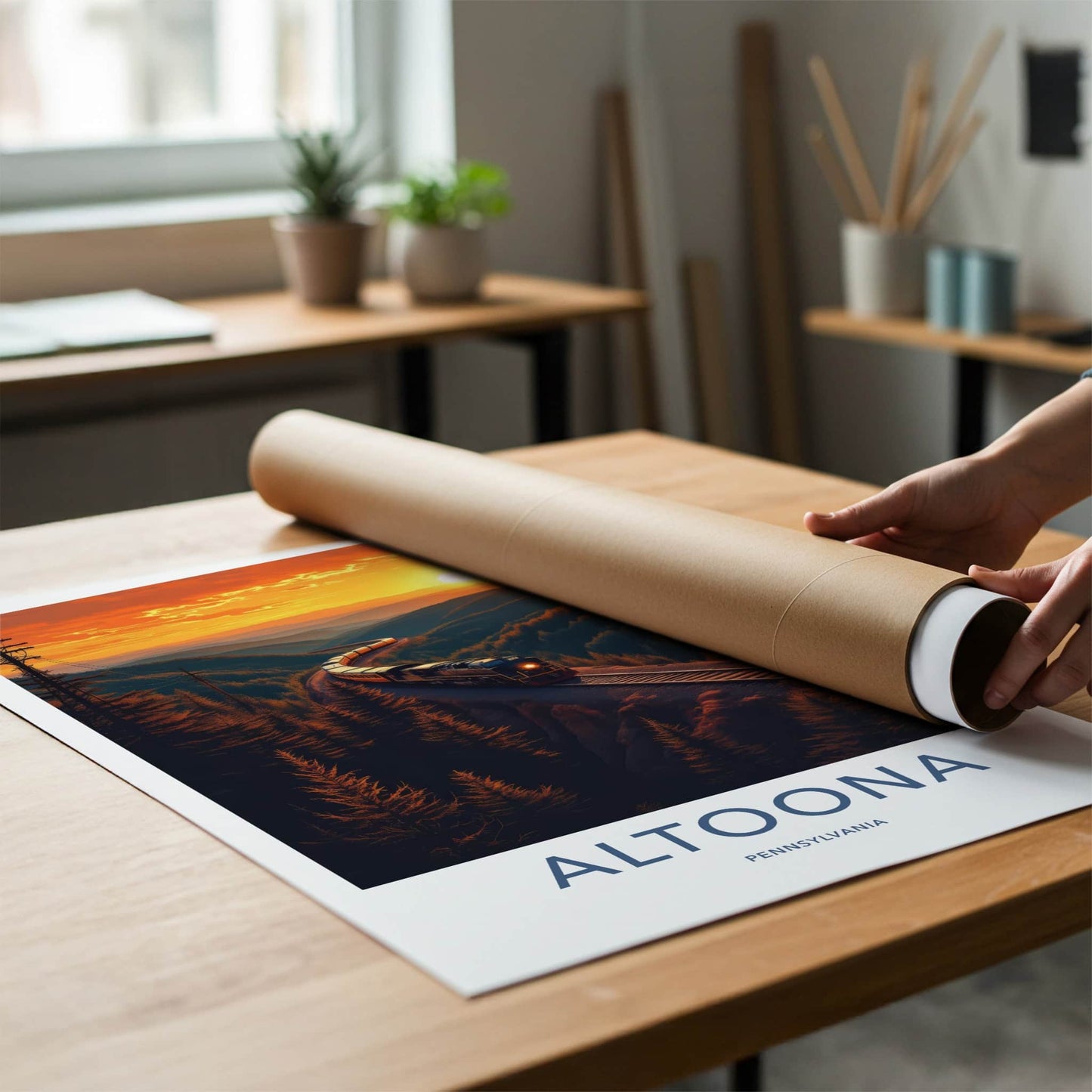 Altoona Poster - Pennsylvania Art Print - Golden Hour Train Home Decor