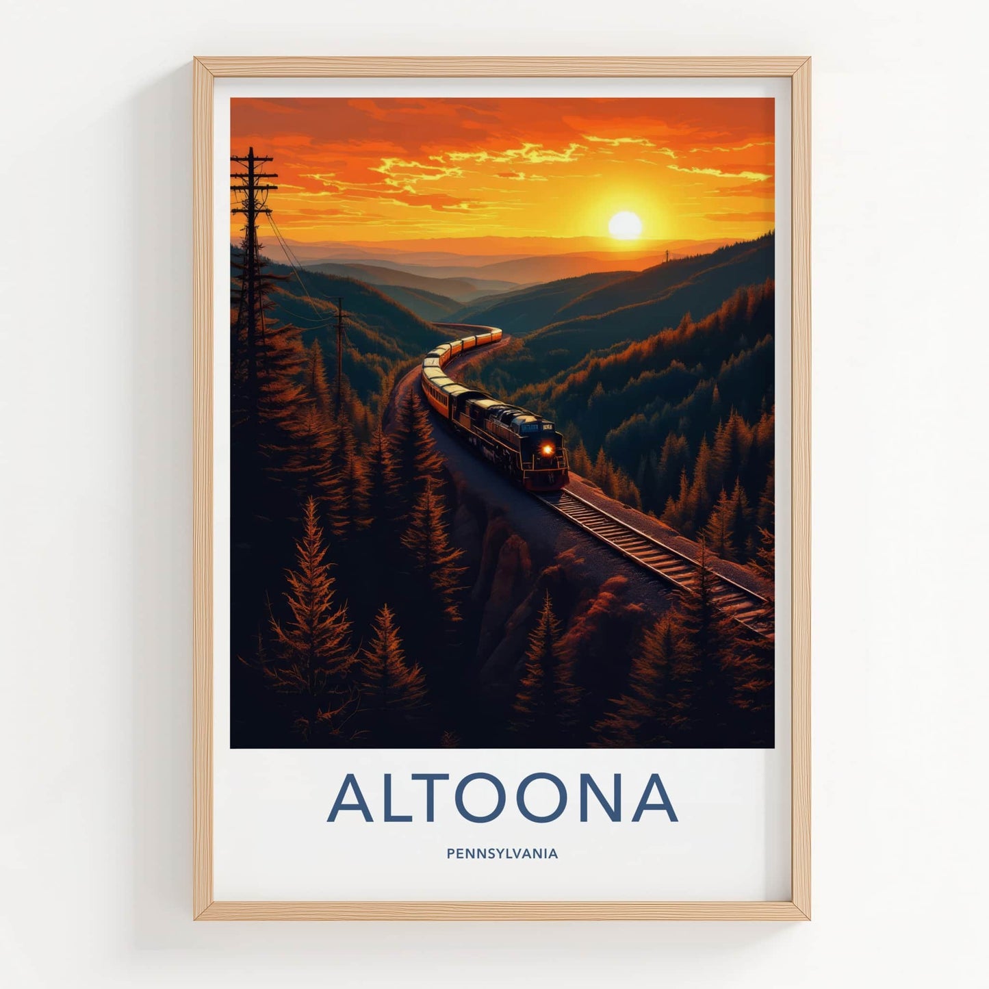 Altoona Poster - Pennsylvania Art Print - Golden Hour Train Home Decor