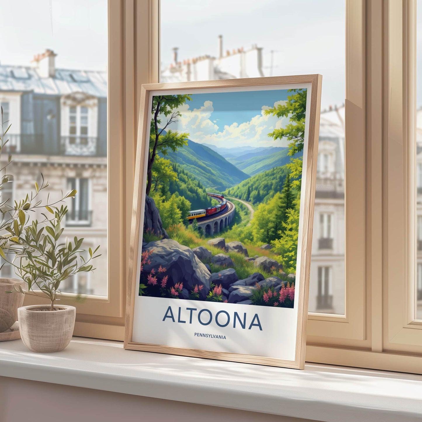 Altoona Poster - Pennsylvania Travel Art - Arched Viaduct Train Home Decor