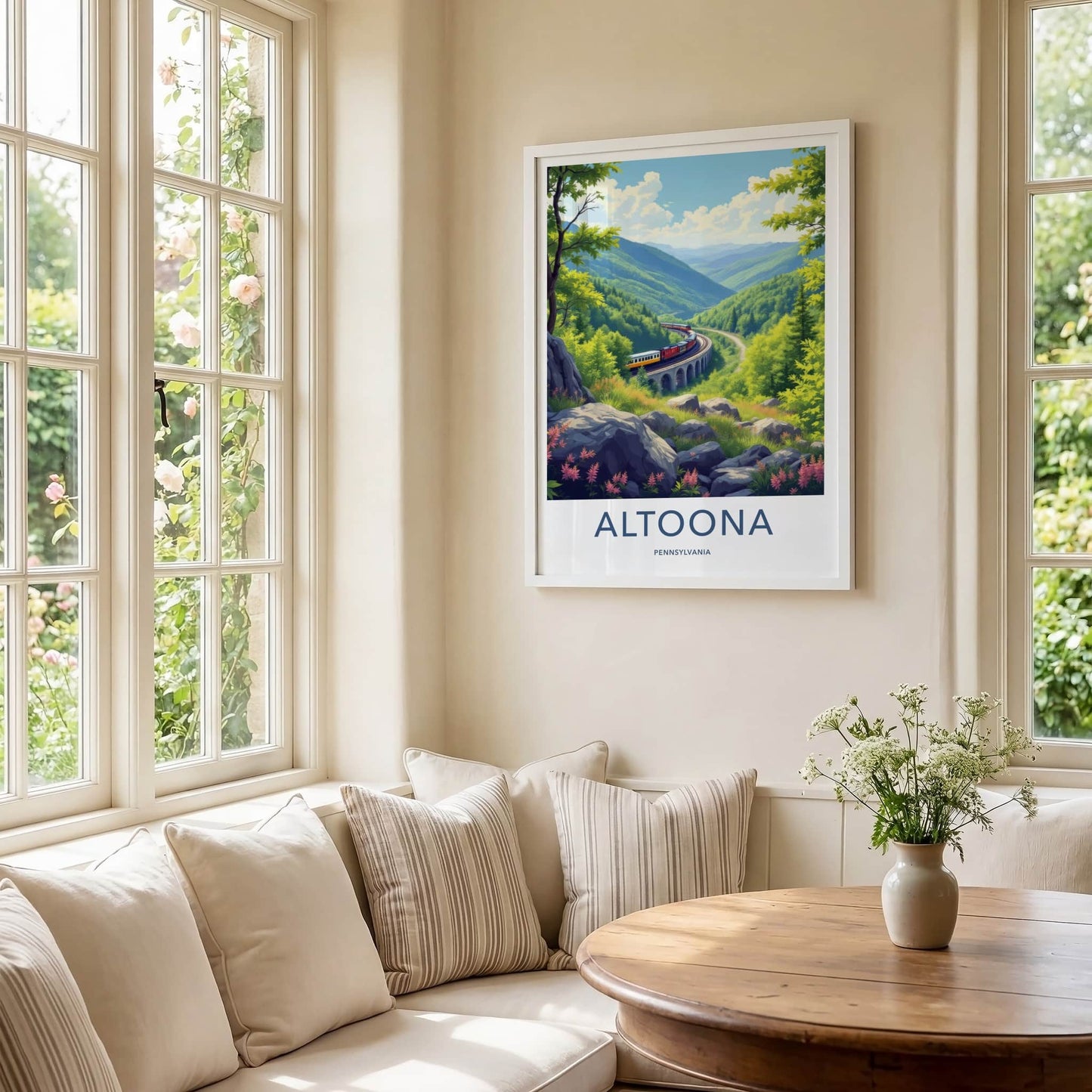 Altoona Poster - Pennsylvania Travel Art - Arched Viaduct Train Home Decor