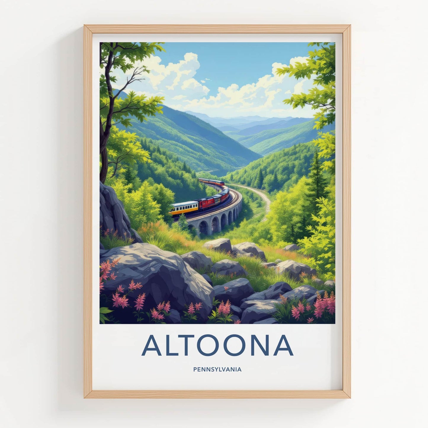 Altoona Poster - Pennsylvania Travel Art - Arched Viaduct Train Home Decor