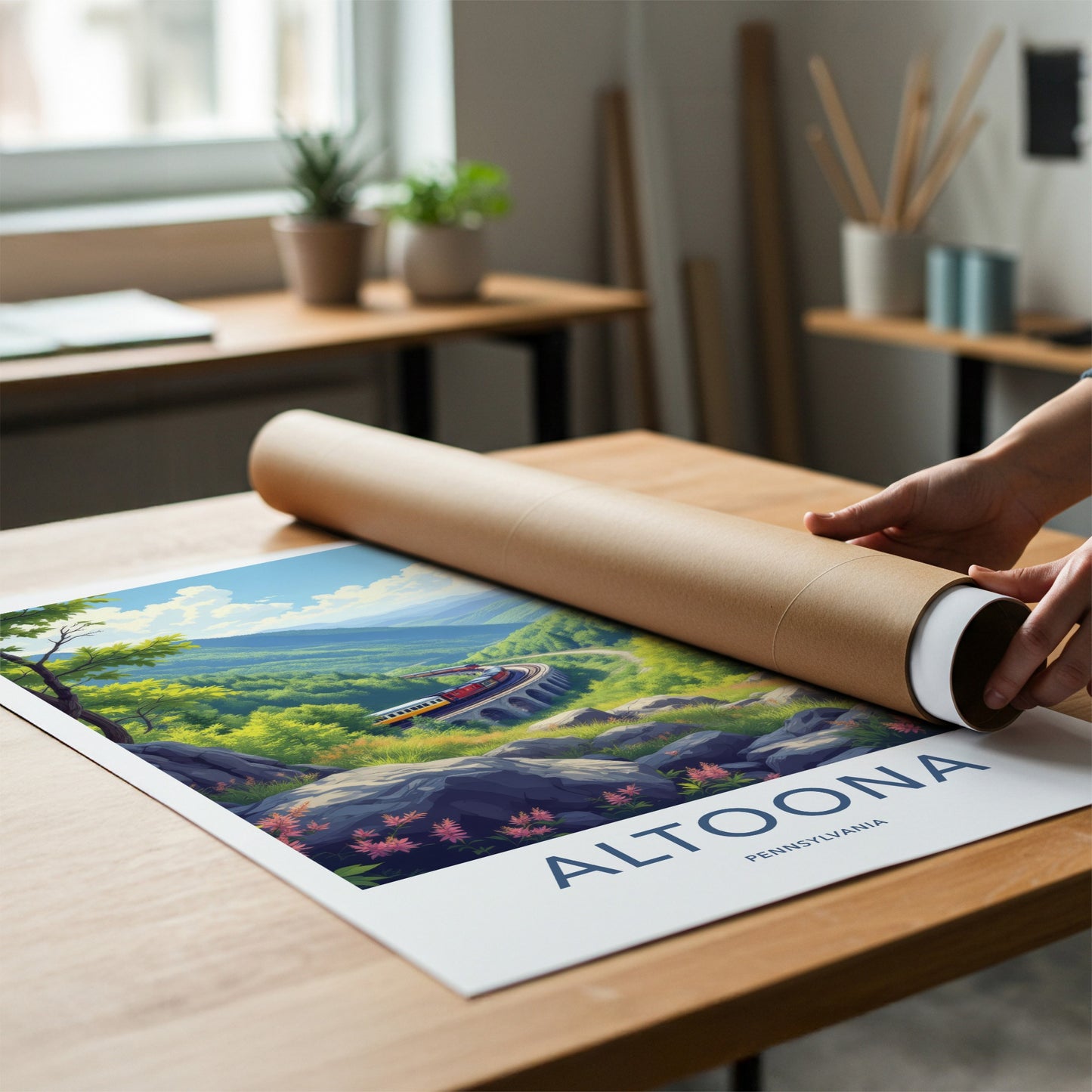 Altoona Poster - Pennsylvania Travel Art - Arched Viaduct Train Home Decor