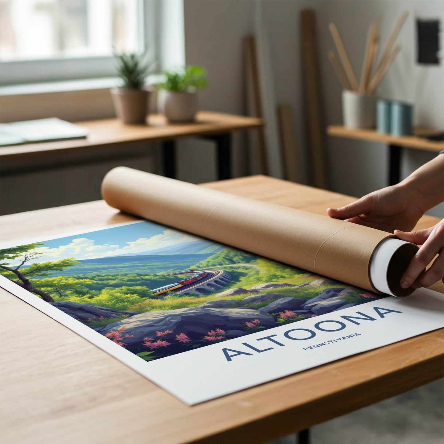 Altoona Poster - Pennsylvania Travel Art - Arched Viaduct Train Home Decor