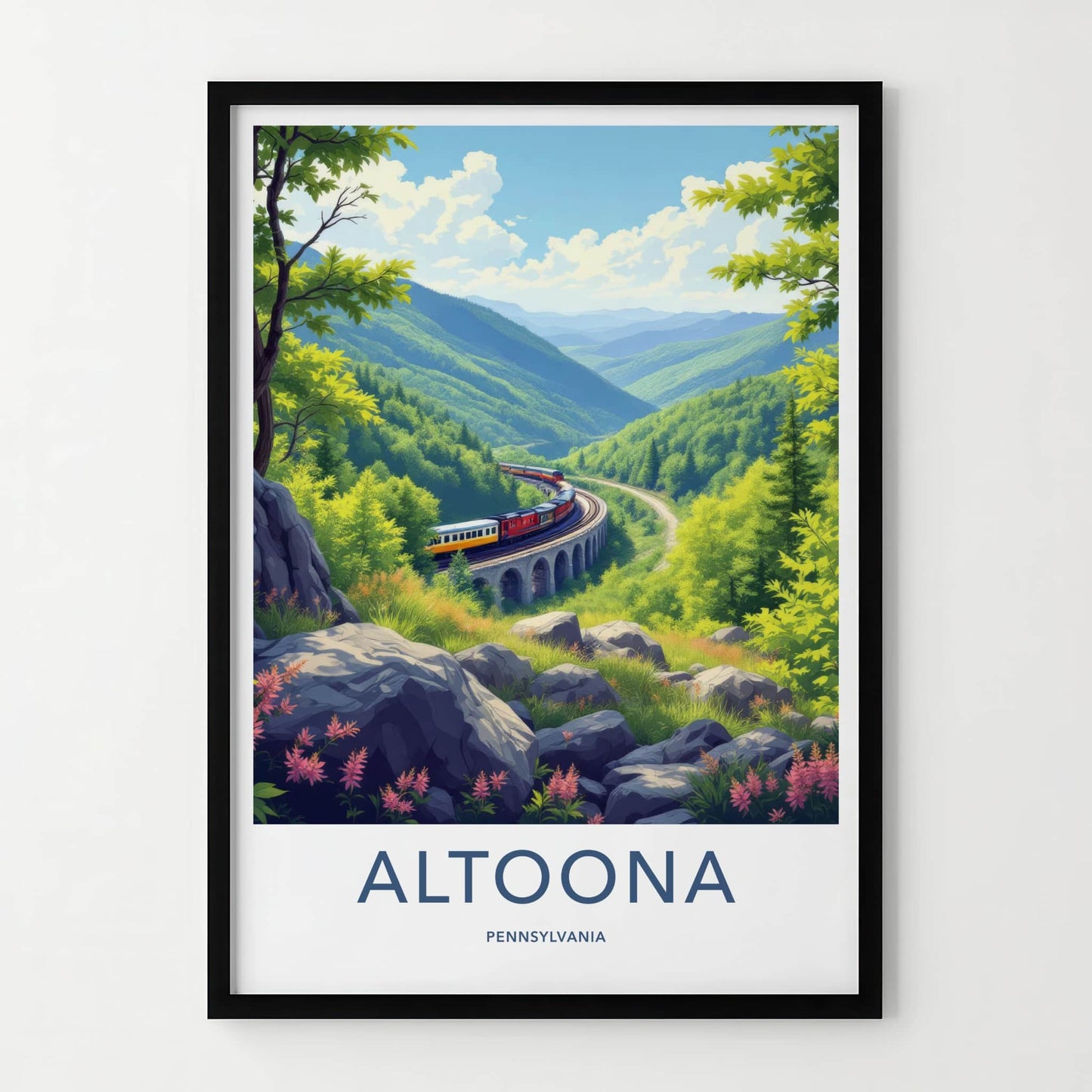 Altoona Poster - Pennsylvania Travel Art - Arched Viaduct Train Home Decor