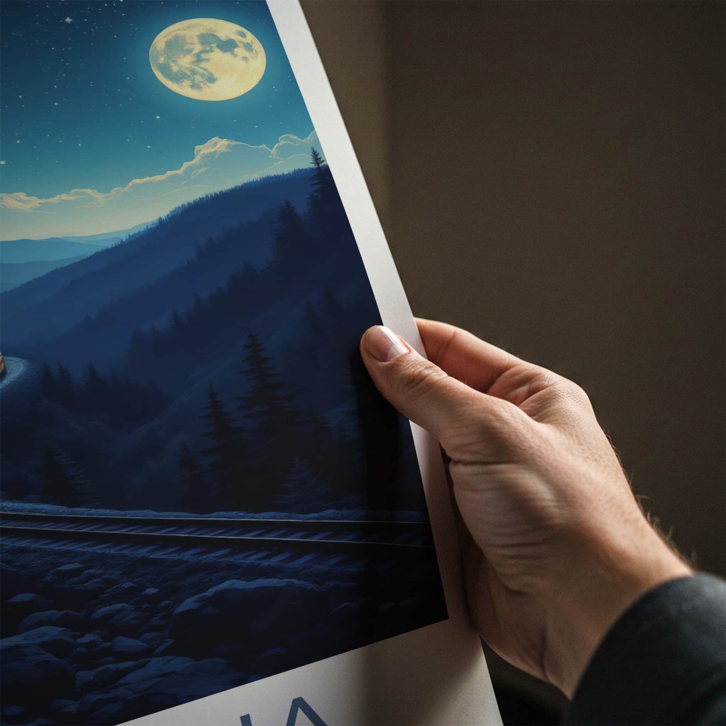 Altoona Poster - Pennsylvania Travel Art - Moonlit Mountain Train Home Decor