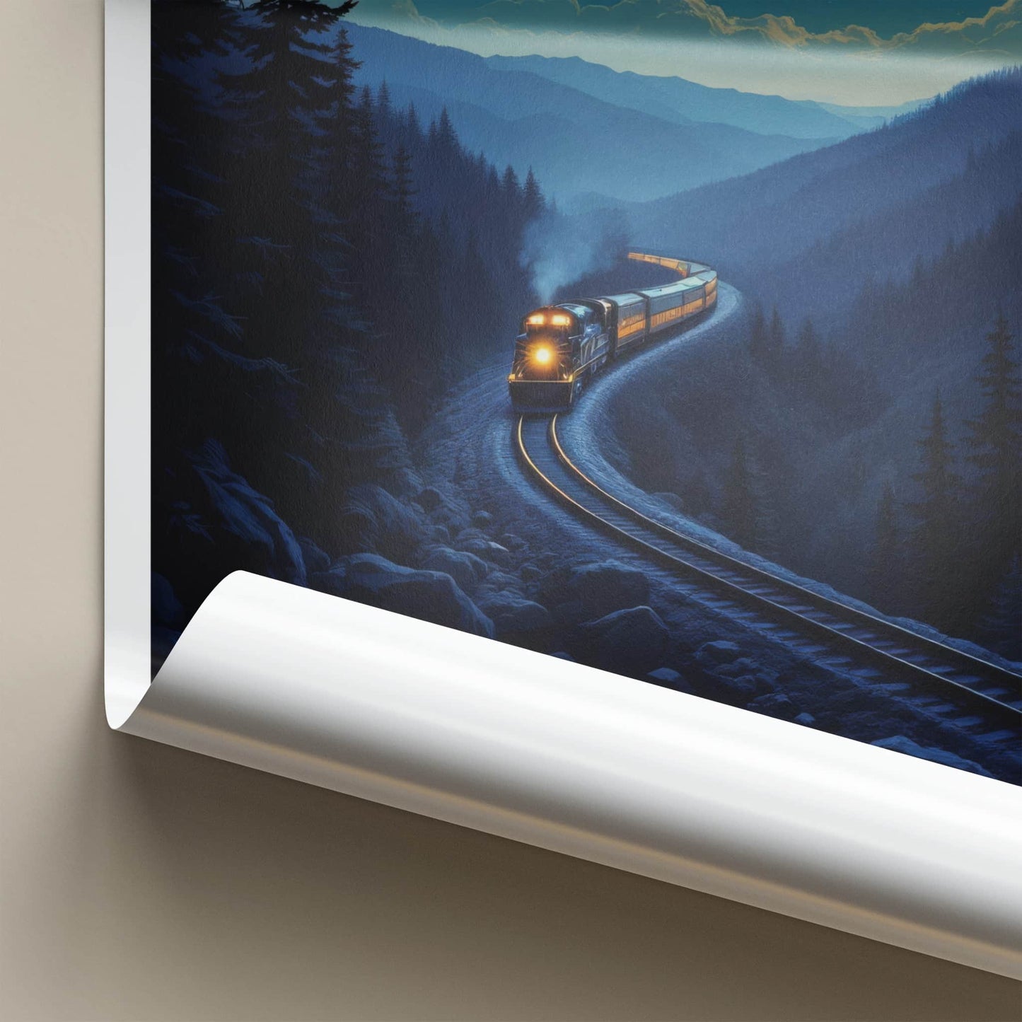 Altoona Poster - Pennsylvania Travel Art - Moonlit Mountain Train Home Decor