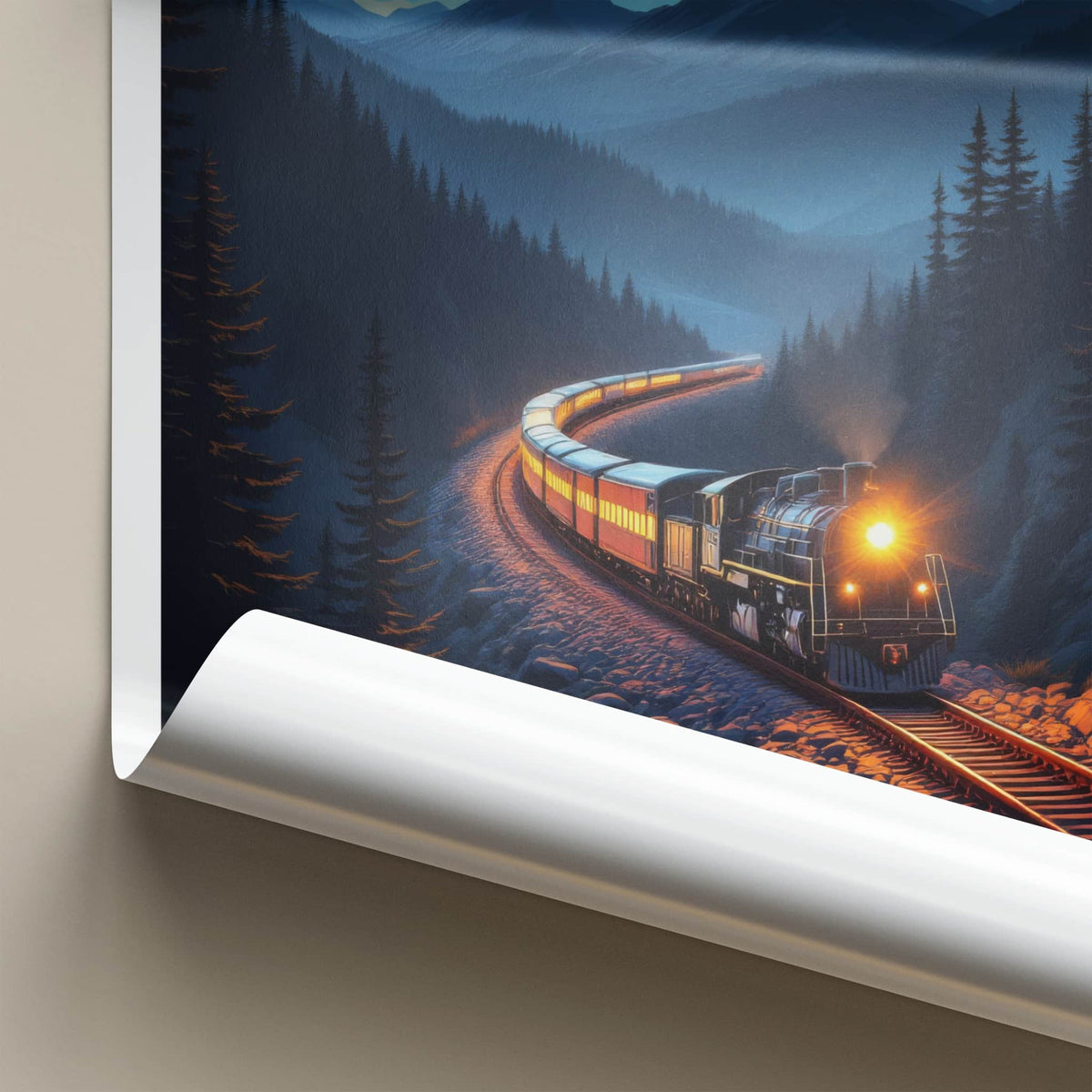 Altoona Poster - Pennsylvania Travel Art - Moonlit Train Mountains Home Decor