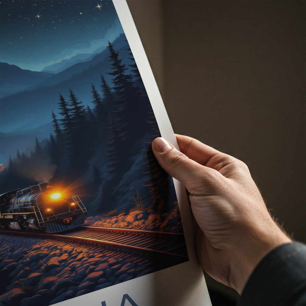 Altoona Poster - Pennsylvania Travel Art - Moonlit Train Mountains Home Decor