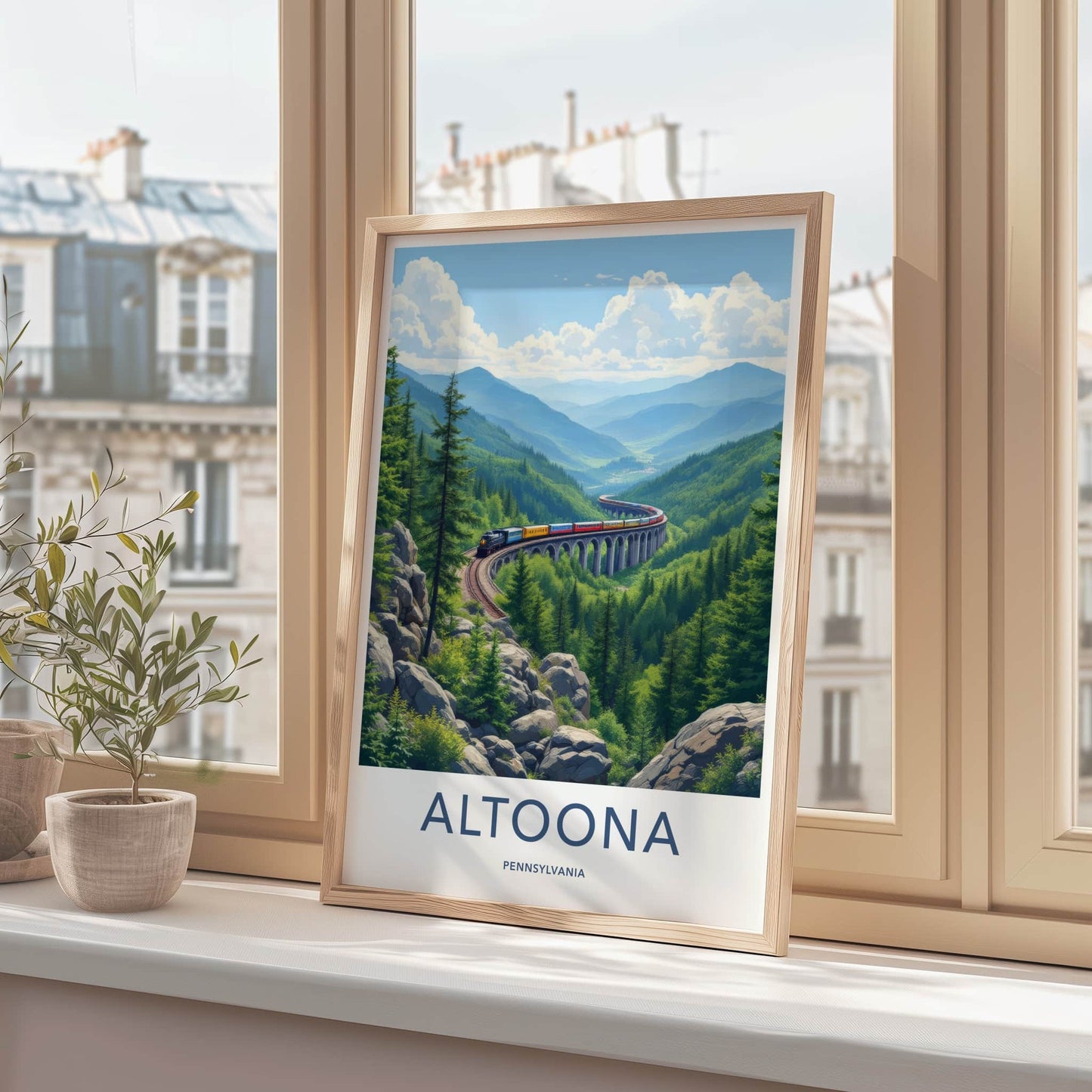 Altoona Poster - Pennsylvania Travel Art - Train Viaduct Mountains Home Decor