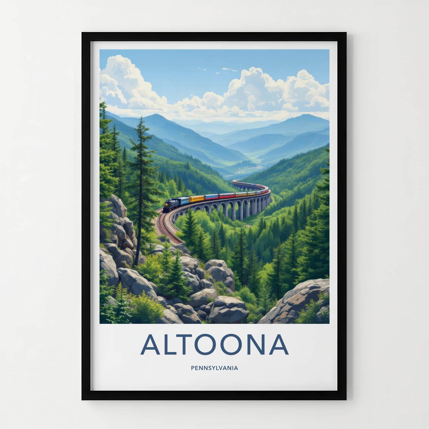 Altoona Poster - Pennsylvania Travel Art - Train Viaduct Mountains Home Decor