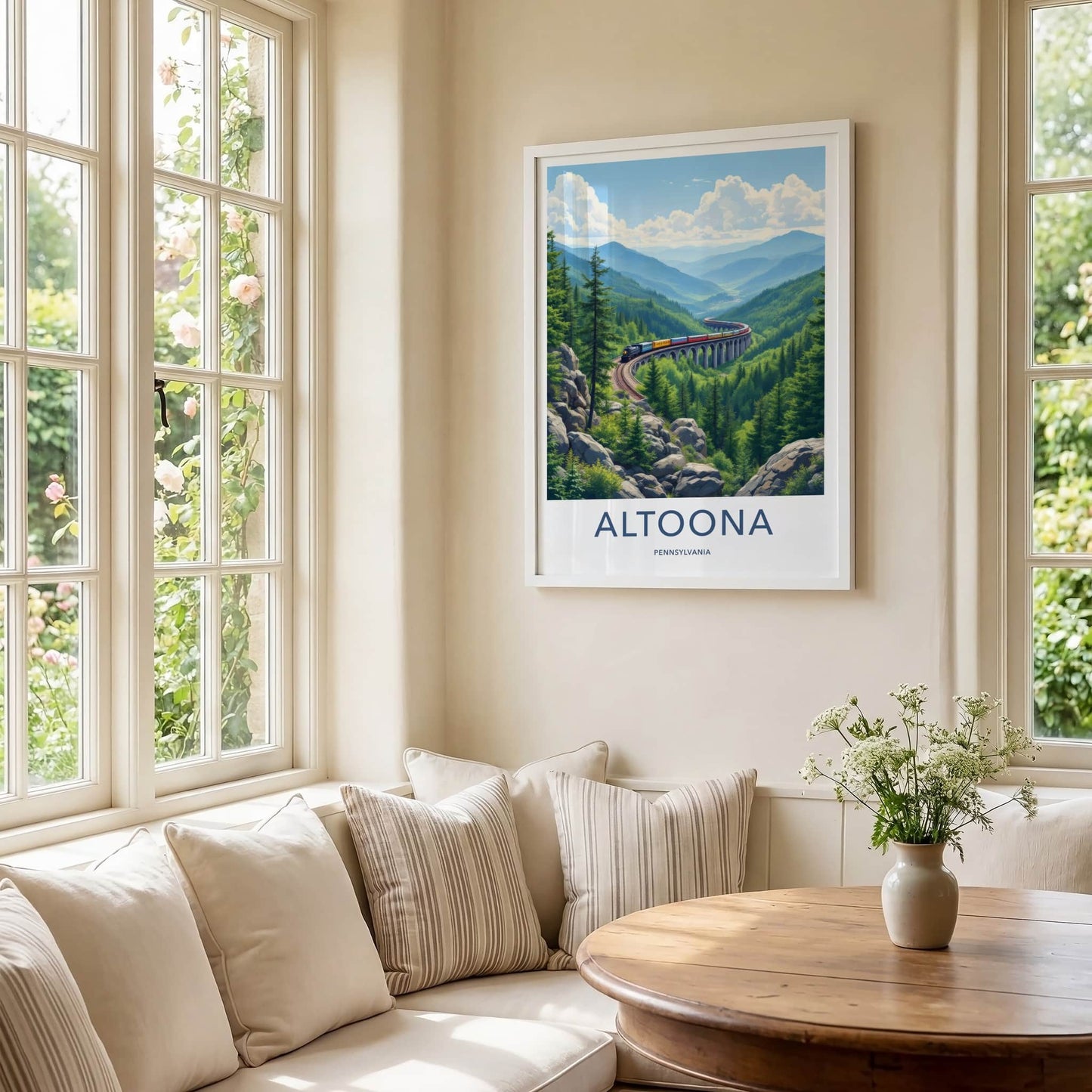 Altoona Poster - Pennsylvania Travel Art - Train Viaduct Mountains Home Decor