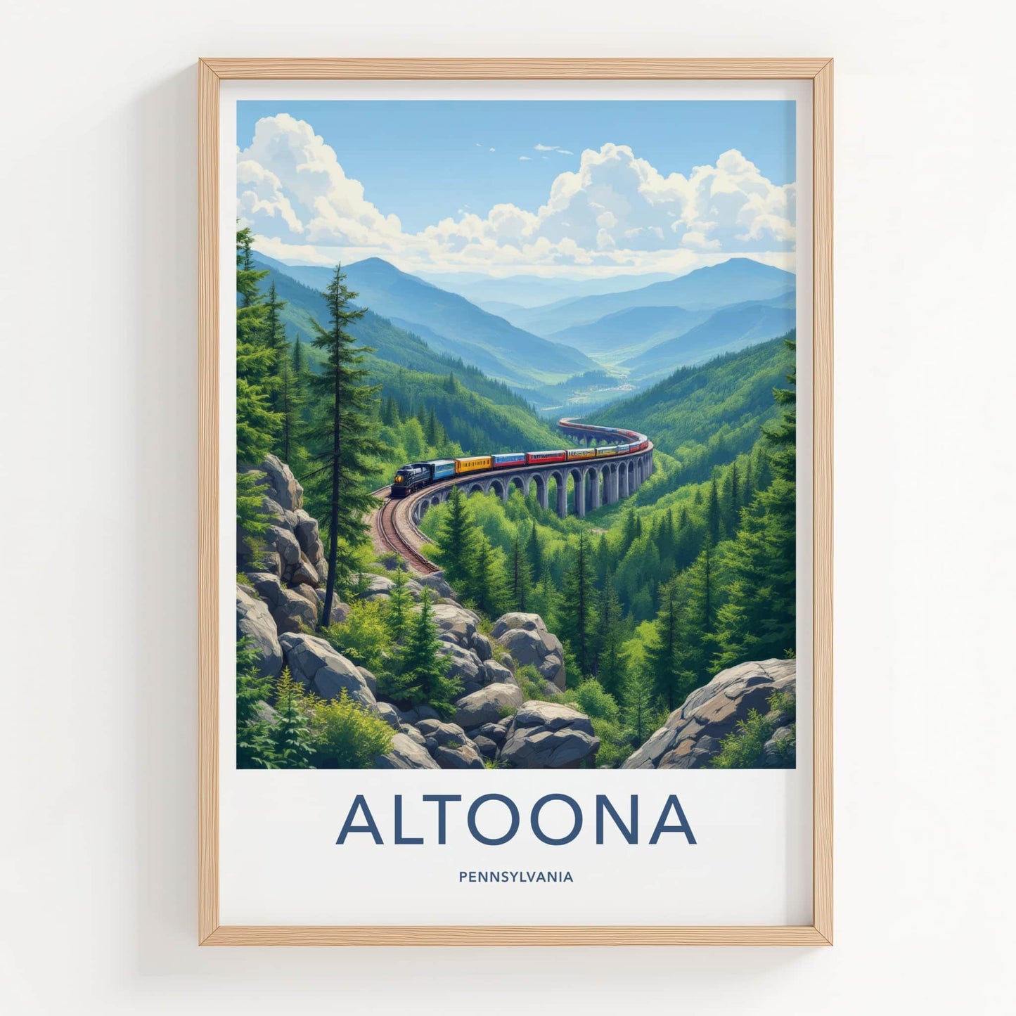 Altoona Poster - Pennsylvania Travel Art - Train Viaduct Mountains Home Decor
