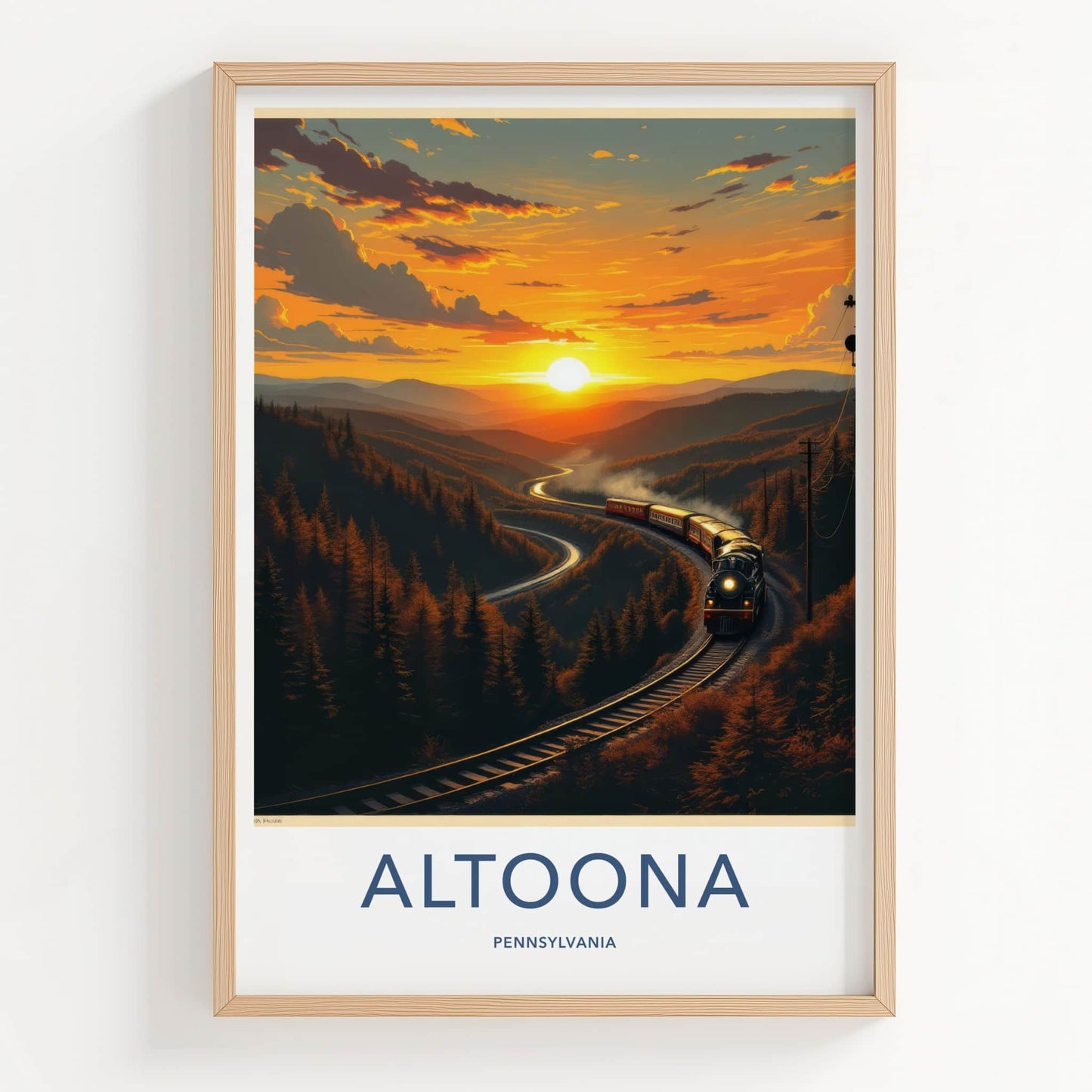 Altoona Poster - Pennsylvania Travel Art - Winding Track Sunset Home Decor