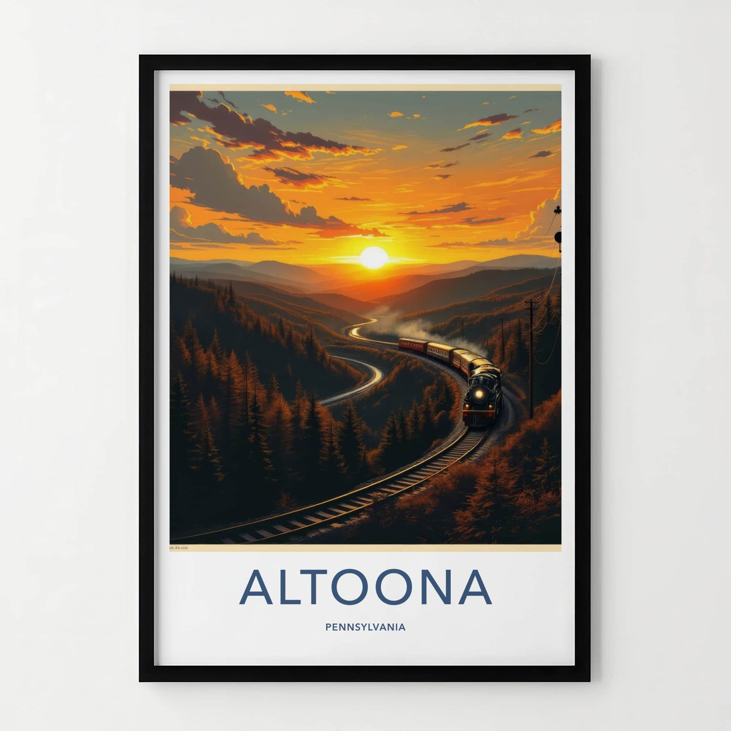 Altoona Poster - Pennsylvania Travel Art - Winding Track Sunset Home Decor