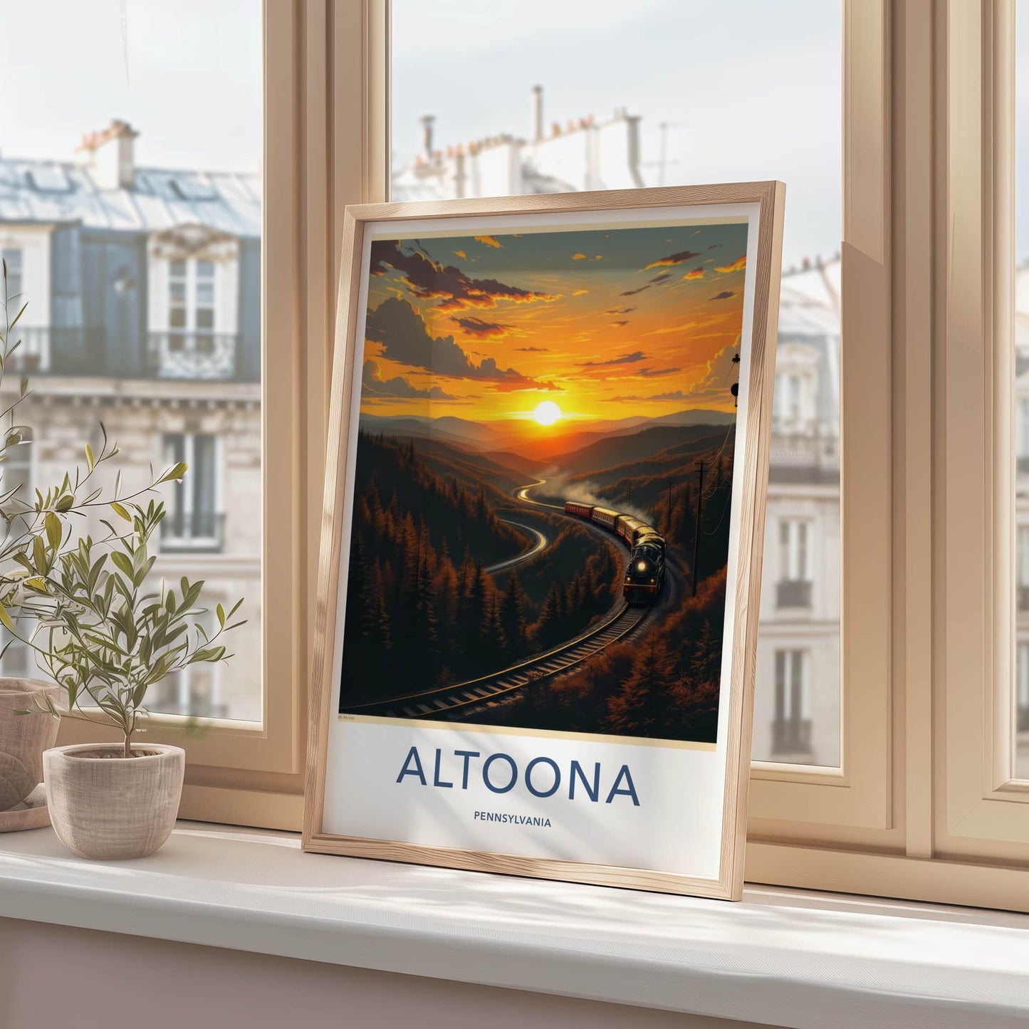 Altoona Poster - Pennsylvania Travel Art - Winding Track Sunset Home Decor