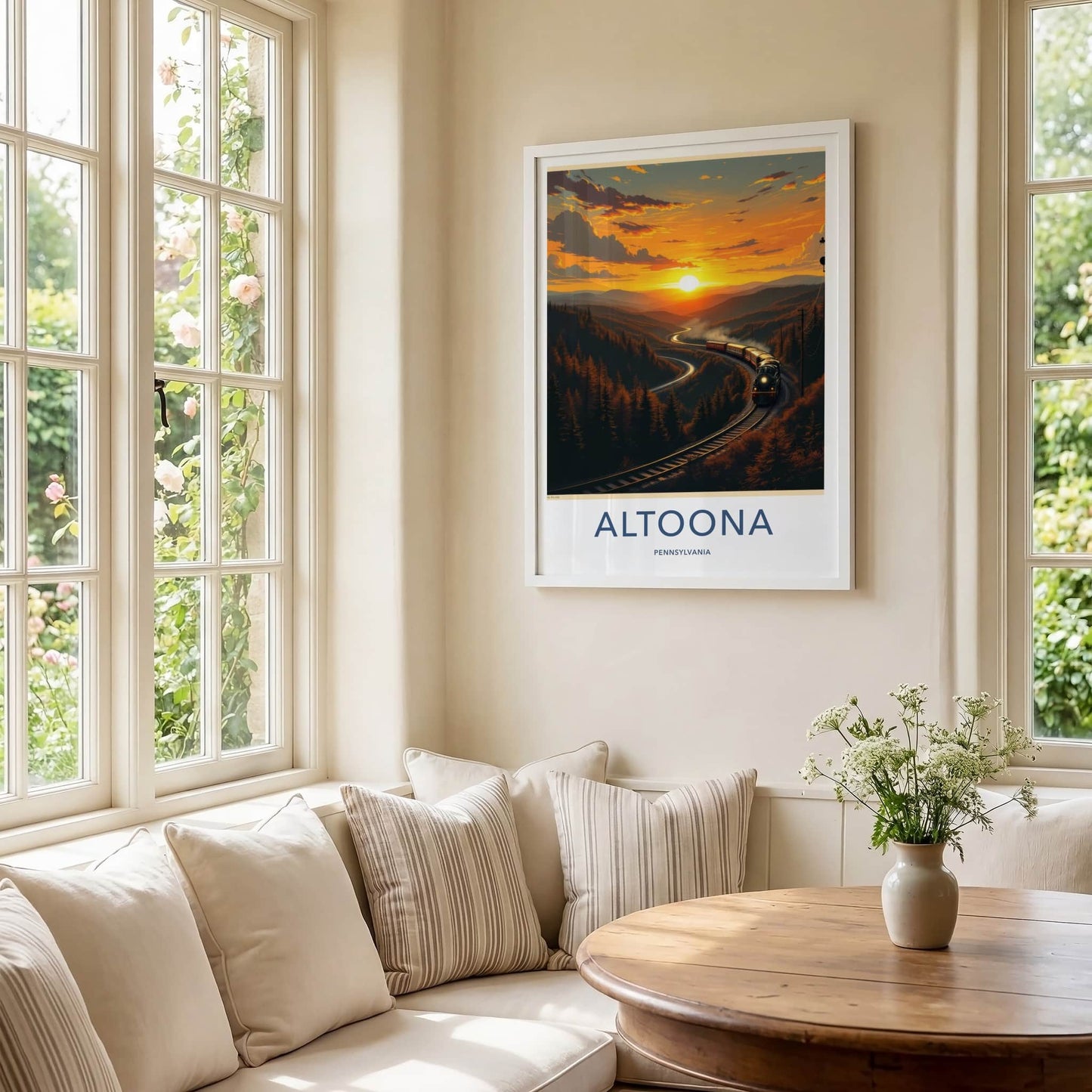 Altoona Poster - Pennsylvania Travel Art - Winding Track Sunset Home Decor
