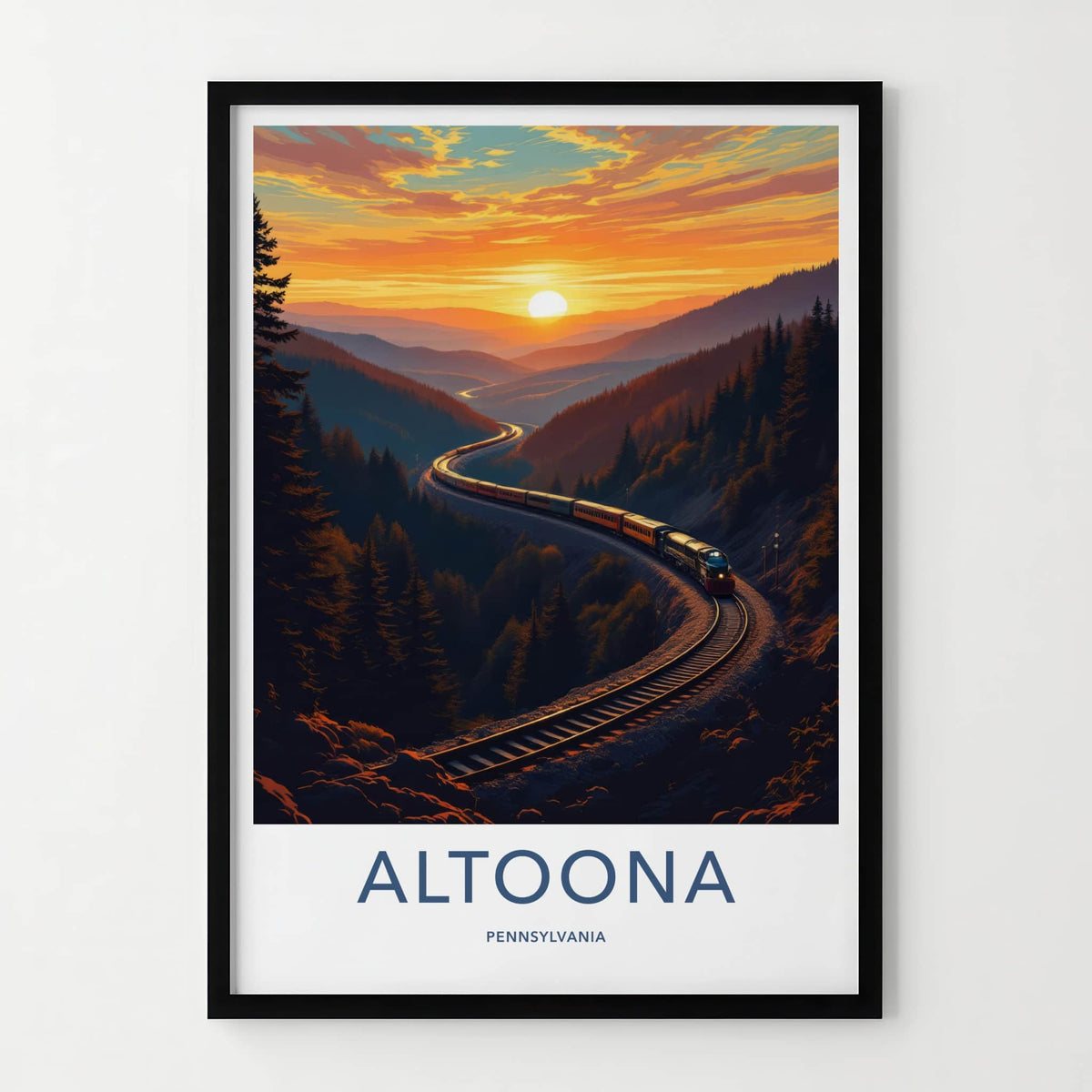Altoona Poster - Pennsylvania Travel Art - Winding Valley Sunset Home Decor