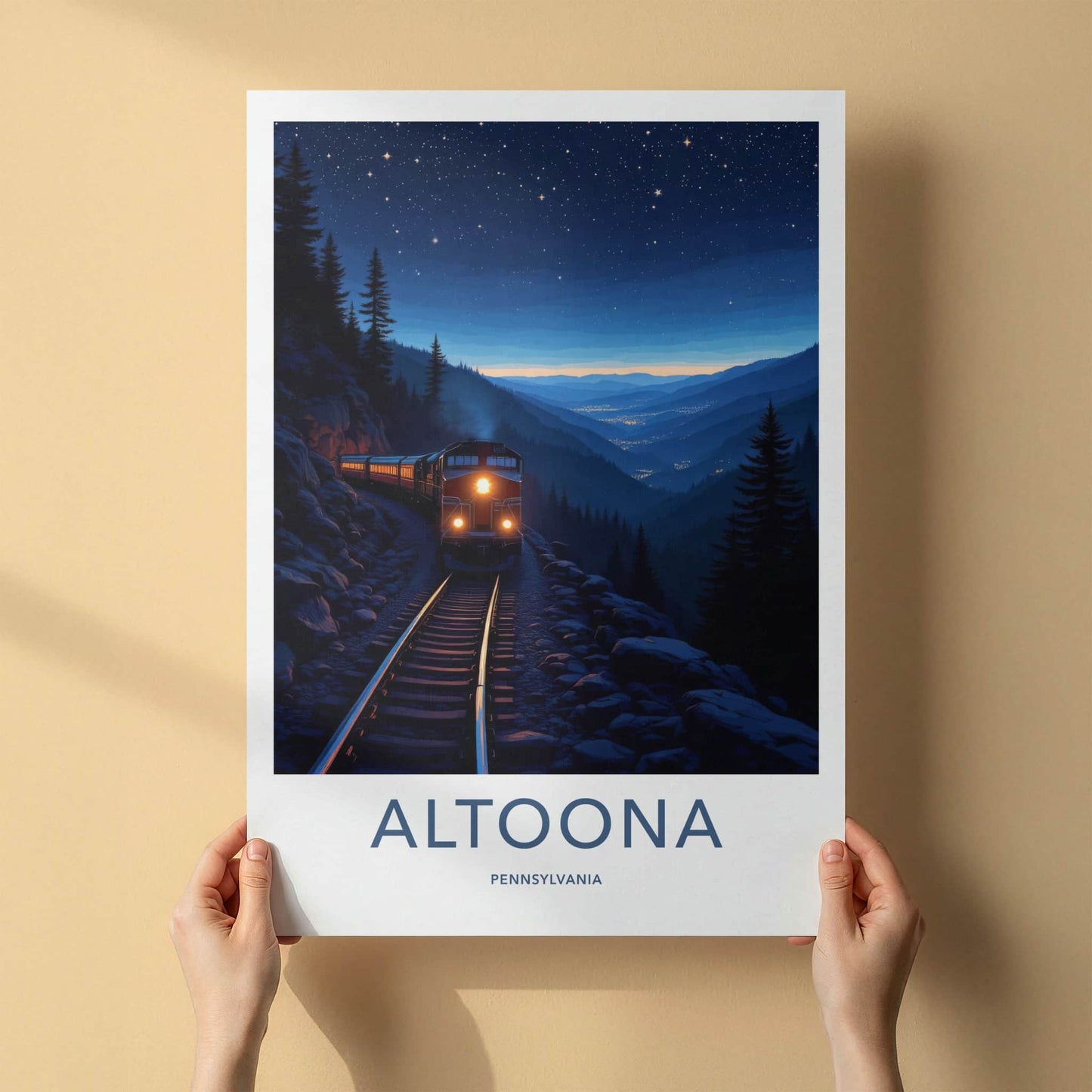 Altoona Poster - Pennsylvania Wall Art - Starry Night Train Home Decor