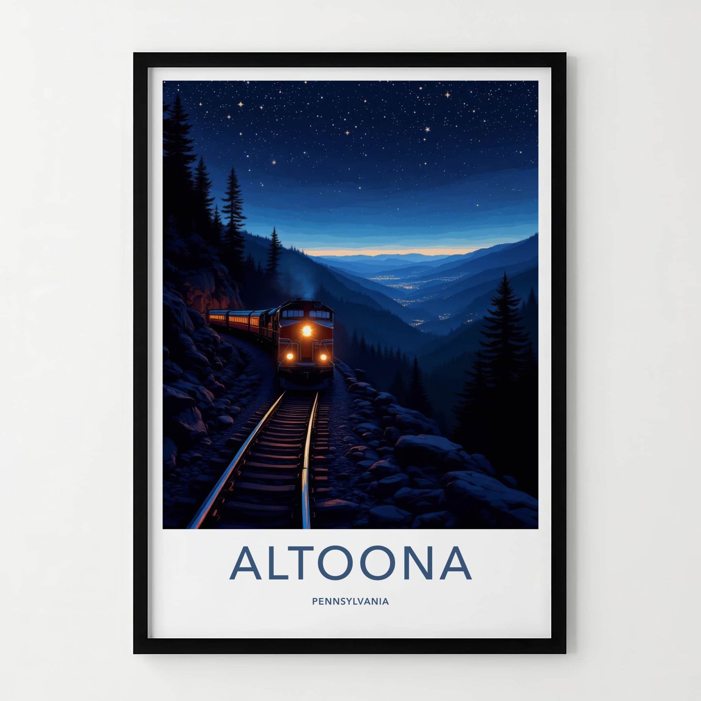Altoona Poster - Pennsylvania Wall Art - Starry Night Train Home Decor
